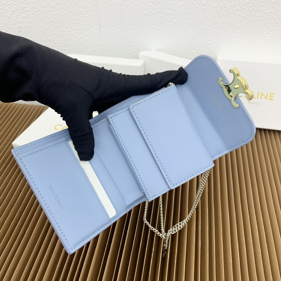 CELINE Small Triomphe Lambskin Flap Wallet - Image 8