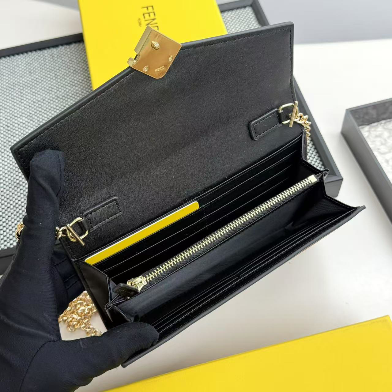 Fendi FF Diamonds Calfskin Crossbody Wallet - Image 8