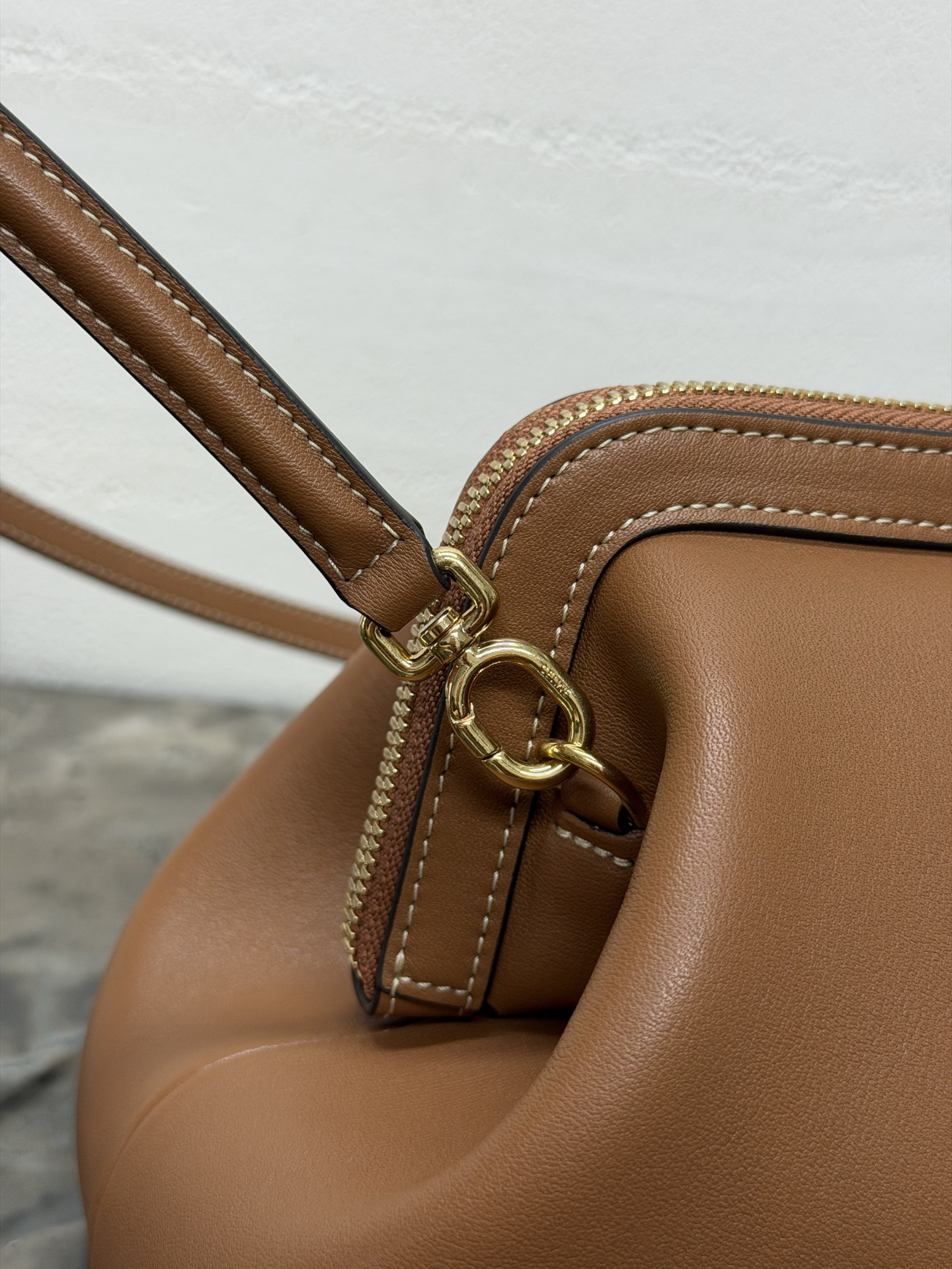 Small Cowhide Handbag with Steel Hardware - Image 8