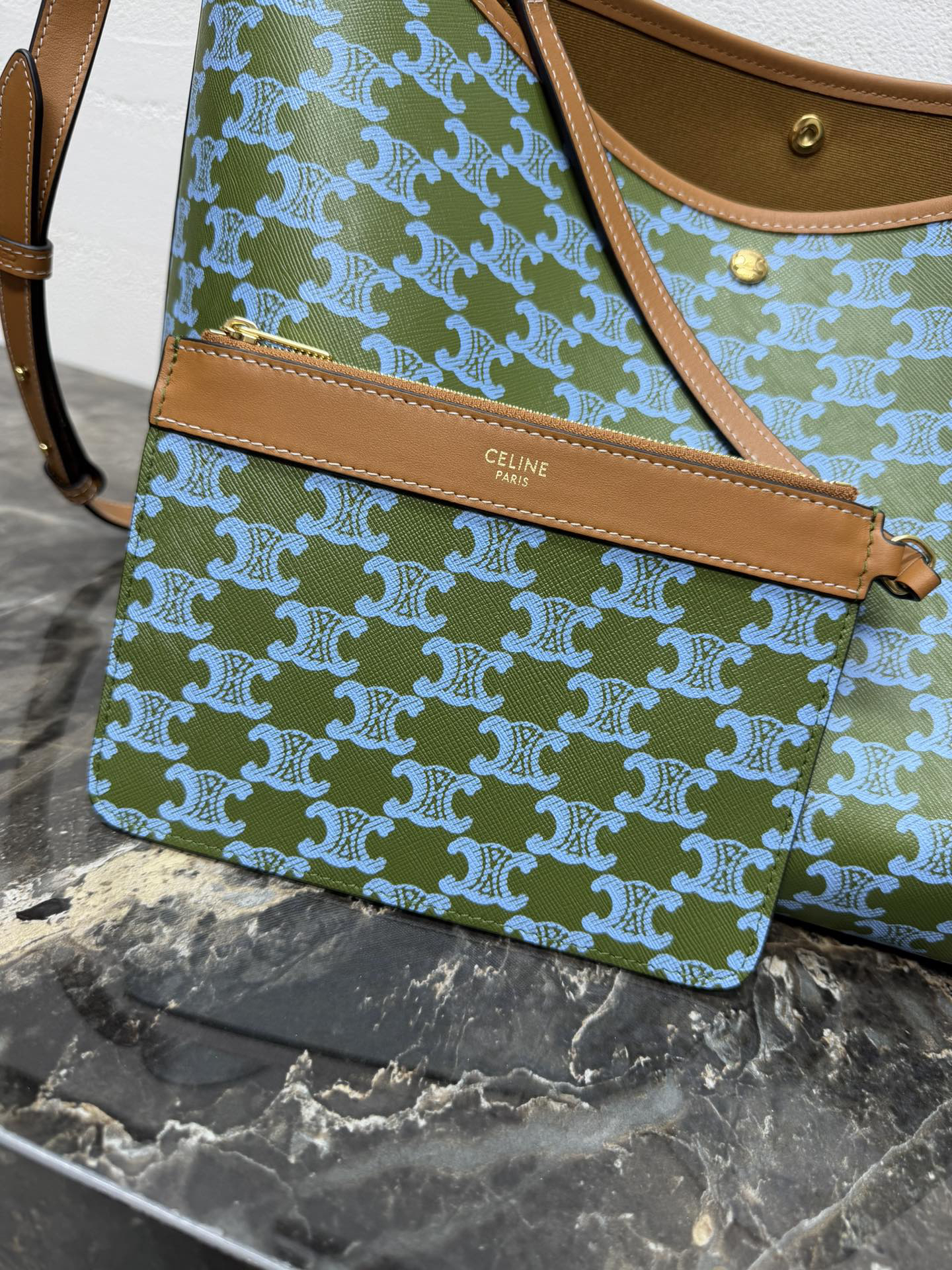 Celine Soft Shoulder Logo Print Handbag - Image 8