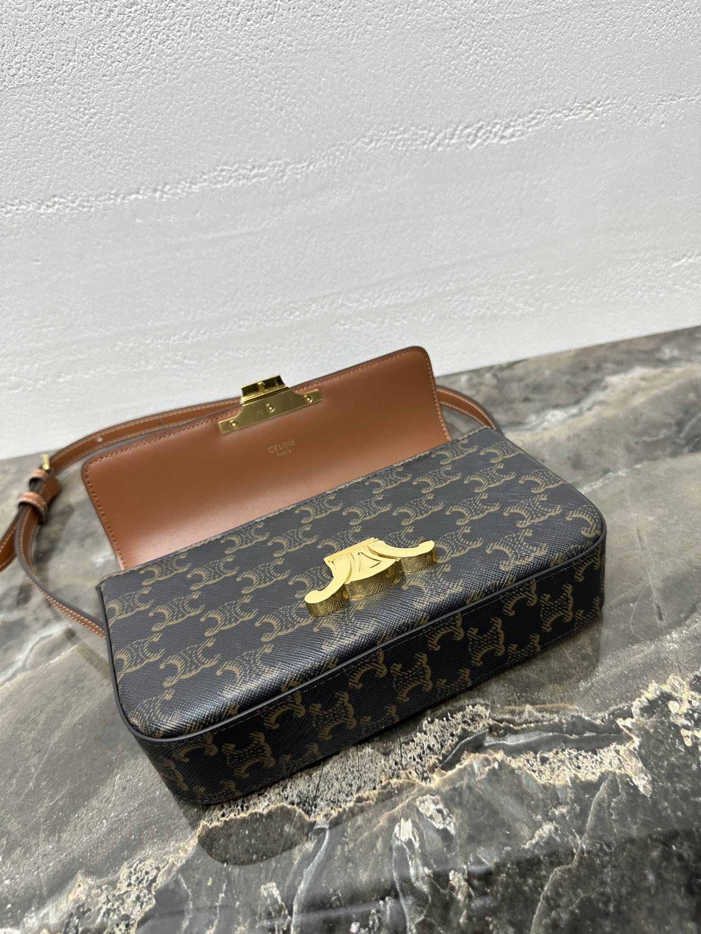 TRIOME Logo-Print Crossbody Bag in C Fabric with Leather Trim - Image 8