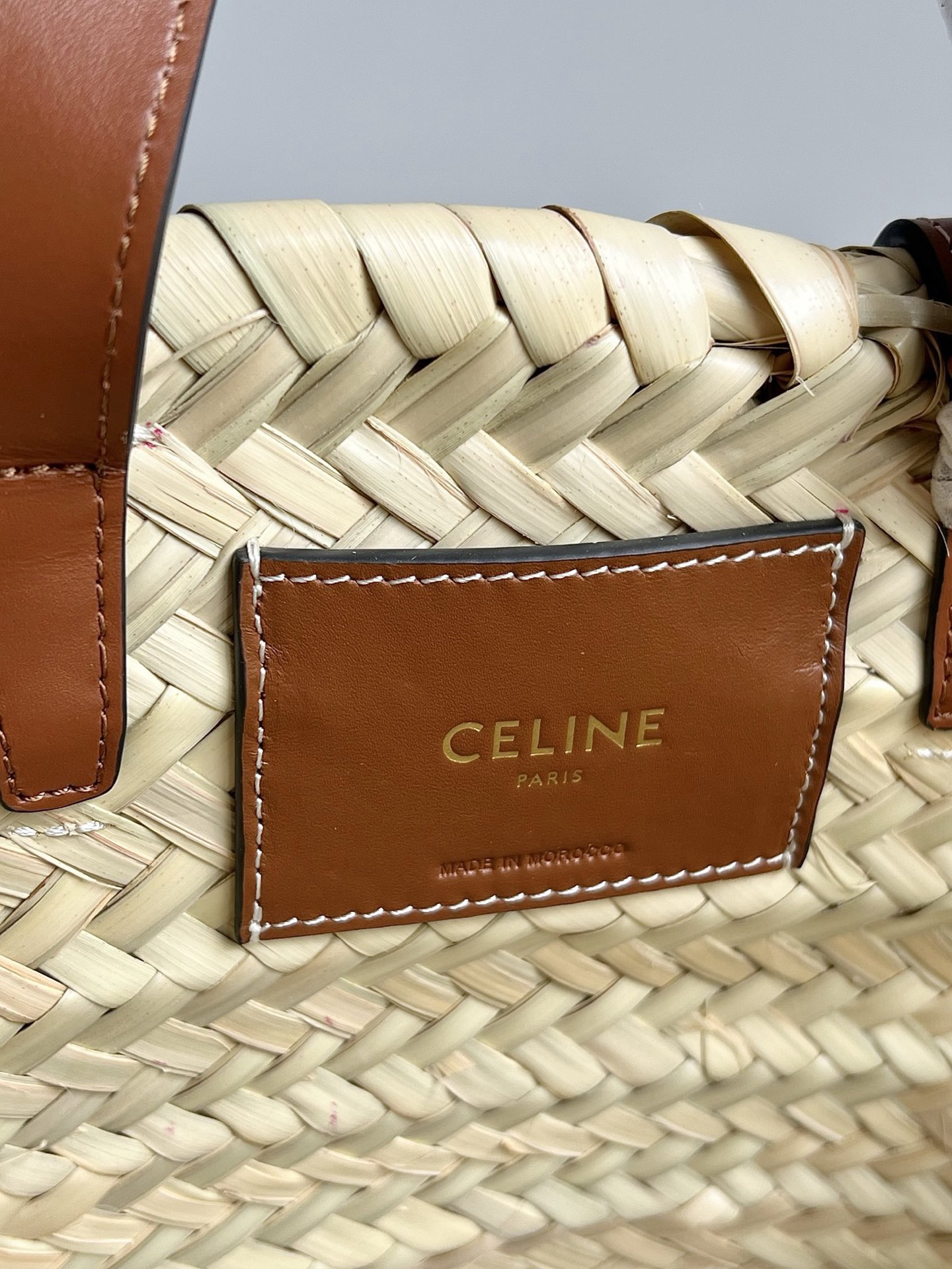 Celine Classic Palm Leaf and Cowhide Basket Bag - Image 8
