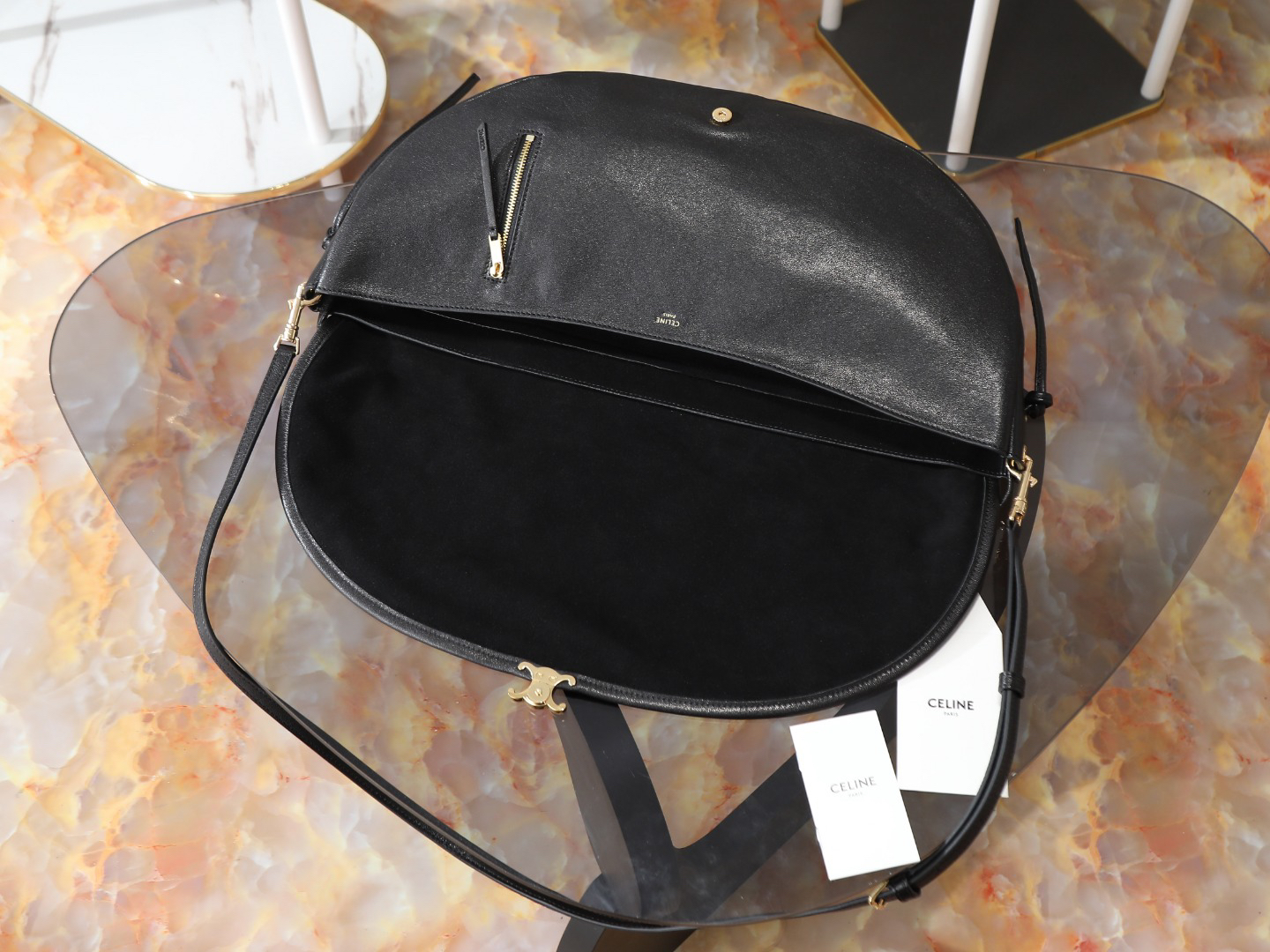 CELINE Soft Triome Half-Moon Shoulder Bag - Image 8