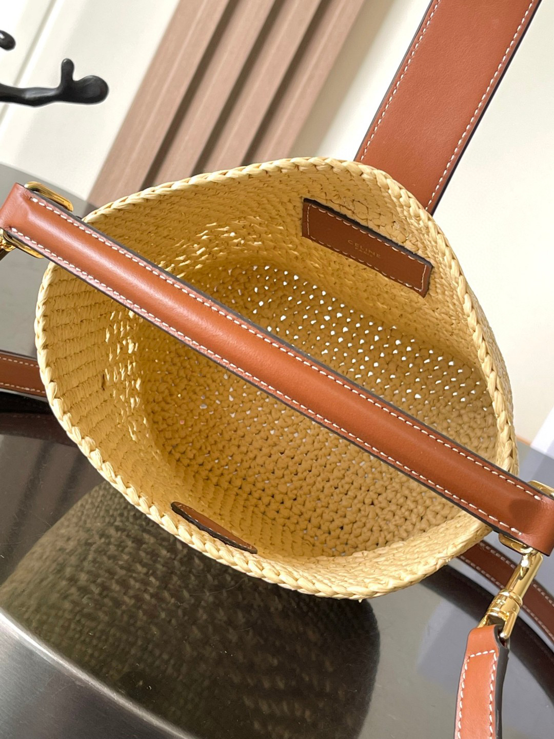 Celine Louise Small Woven Bucket Bag - Image 8