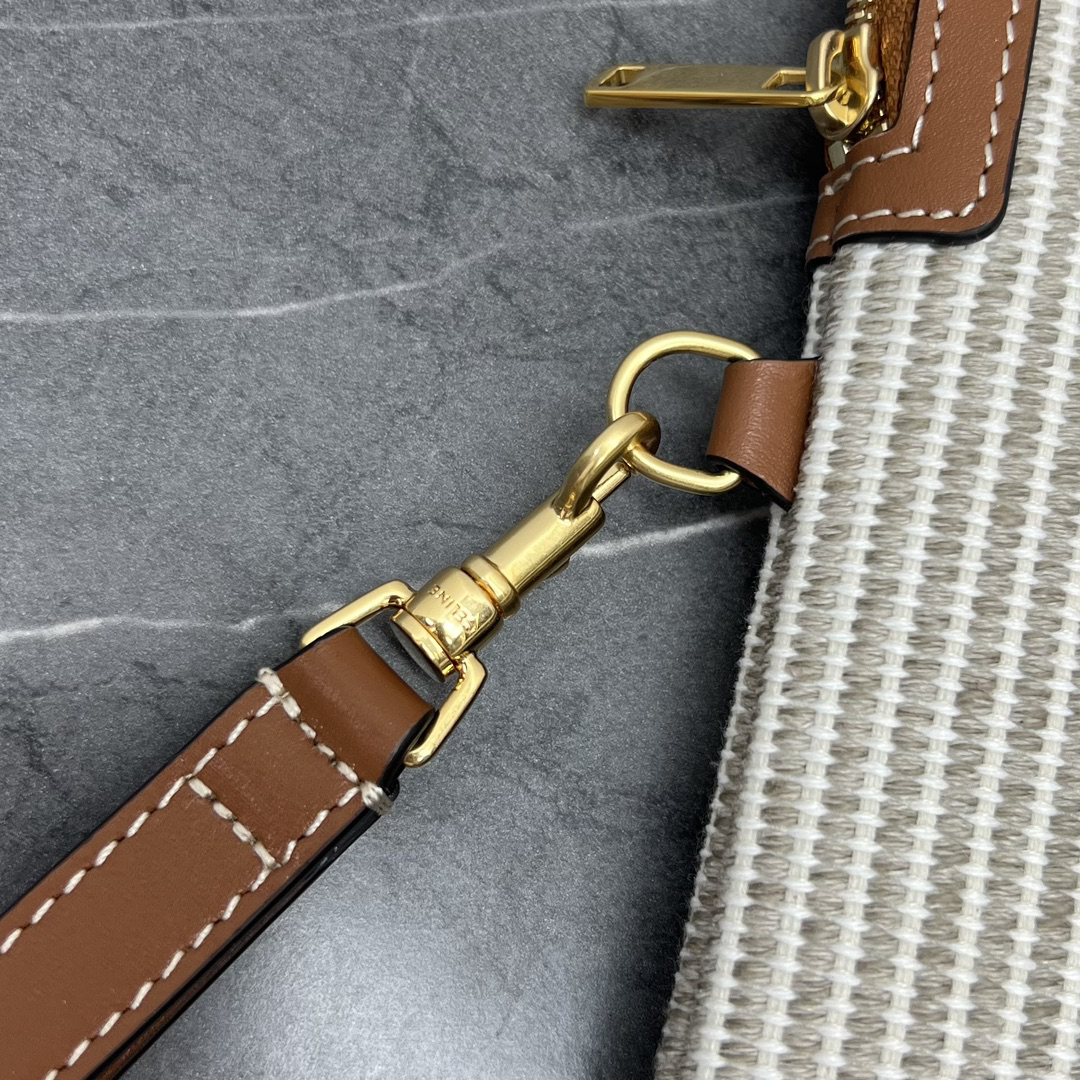 Celine Striped Fabric Handbag - Image 8