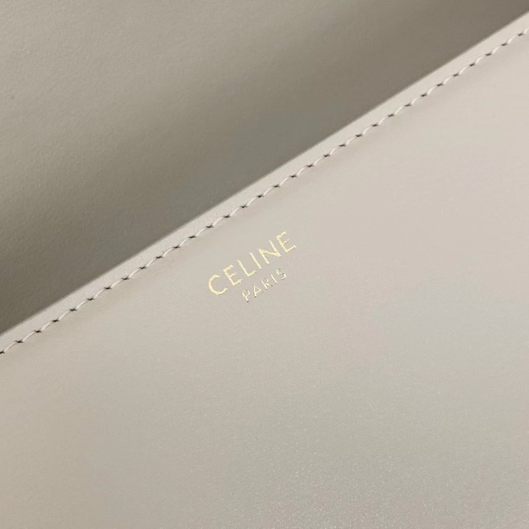 Triome Classic Calfskin Crossbody Bag in Light Beige - Image 8