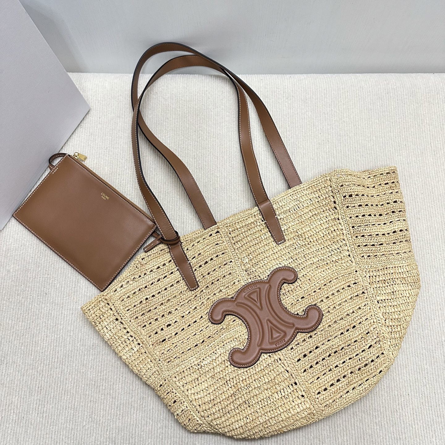 CELINE Medium Woven TRIOMPHE Basket Bag - Image 8