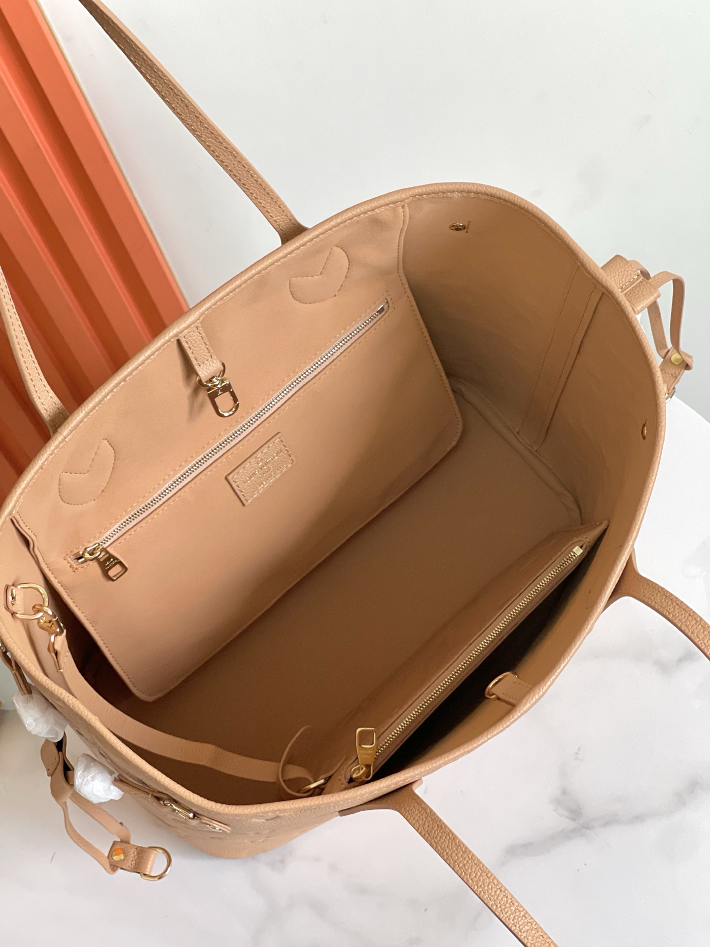 Neverfull MM Monogram Empreinte Leather Tote Bag - Image 9