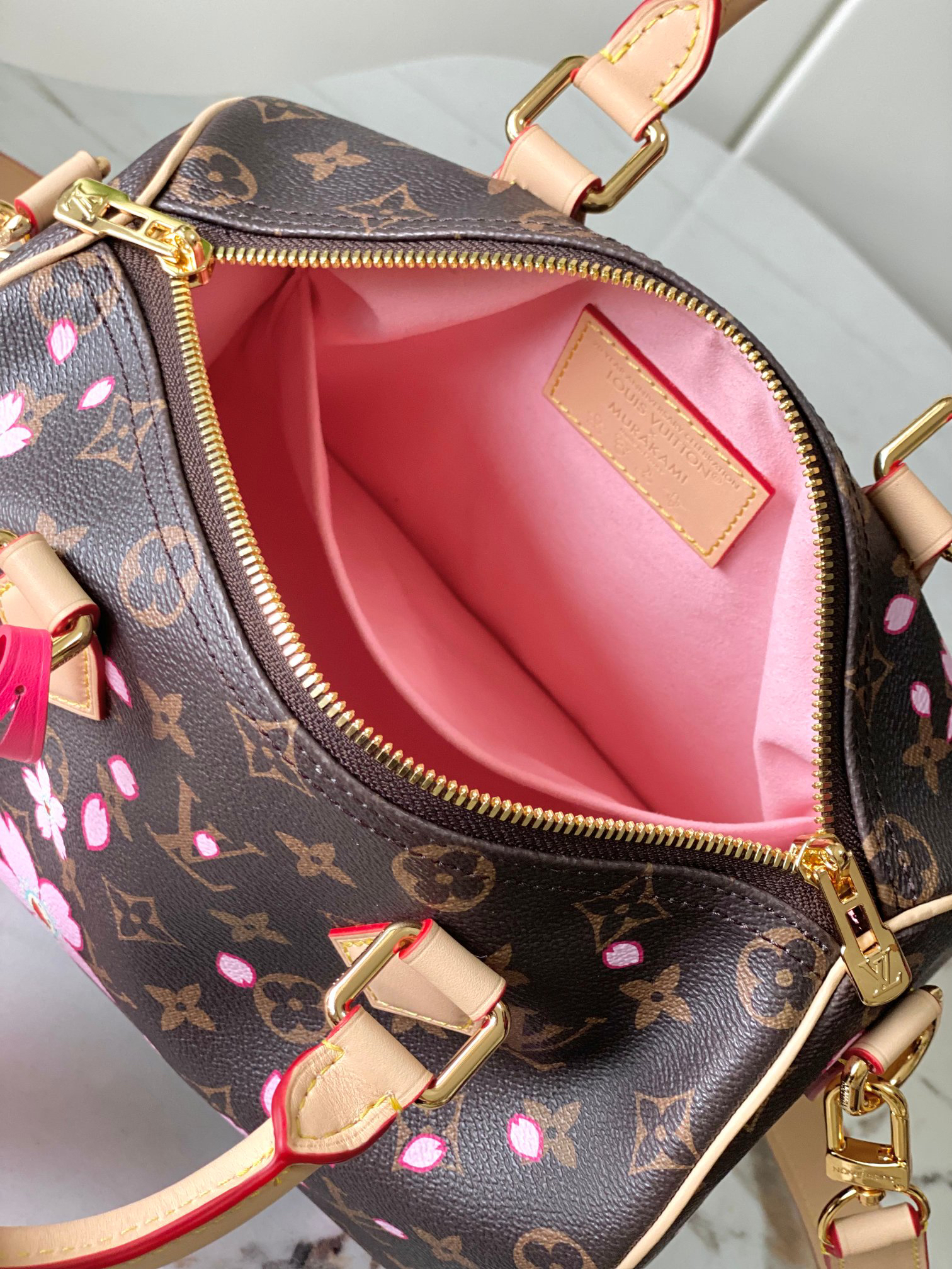 Louis Vuitton Speedy Bandoulière 25 Cherry Blossom Crossbody Bag - Image 9