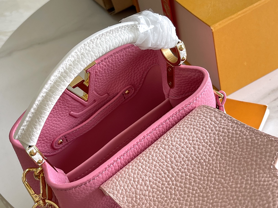 Louis Vuitton Capucines Mini Handbag – Pale Pink Floral Tri-Color - Image 9