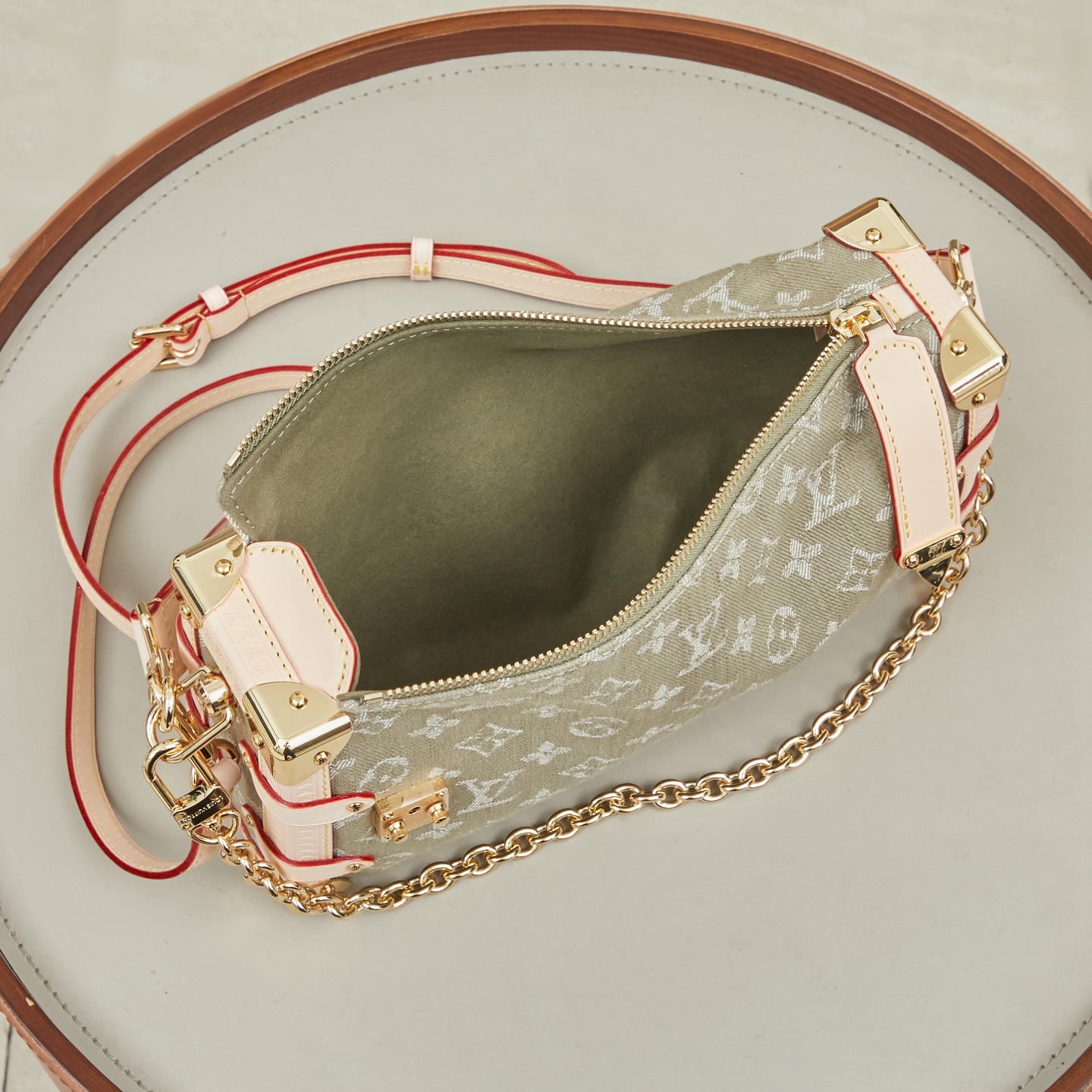 Louis Vuitton Green Denim Rendez-Vous Side Trunk East-West Handbag - Image 9