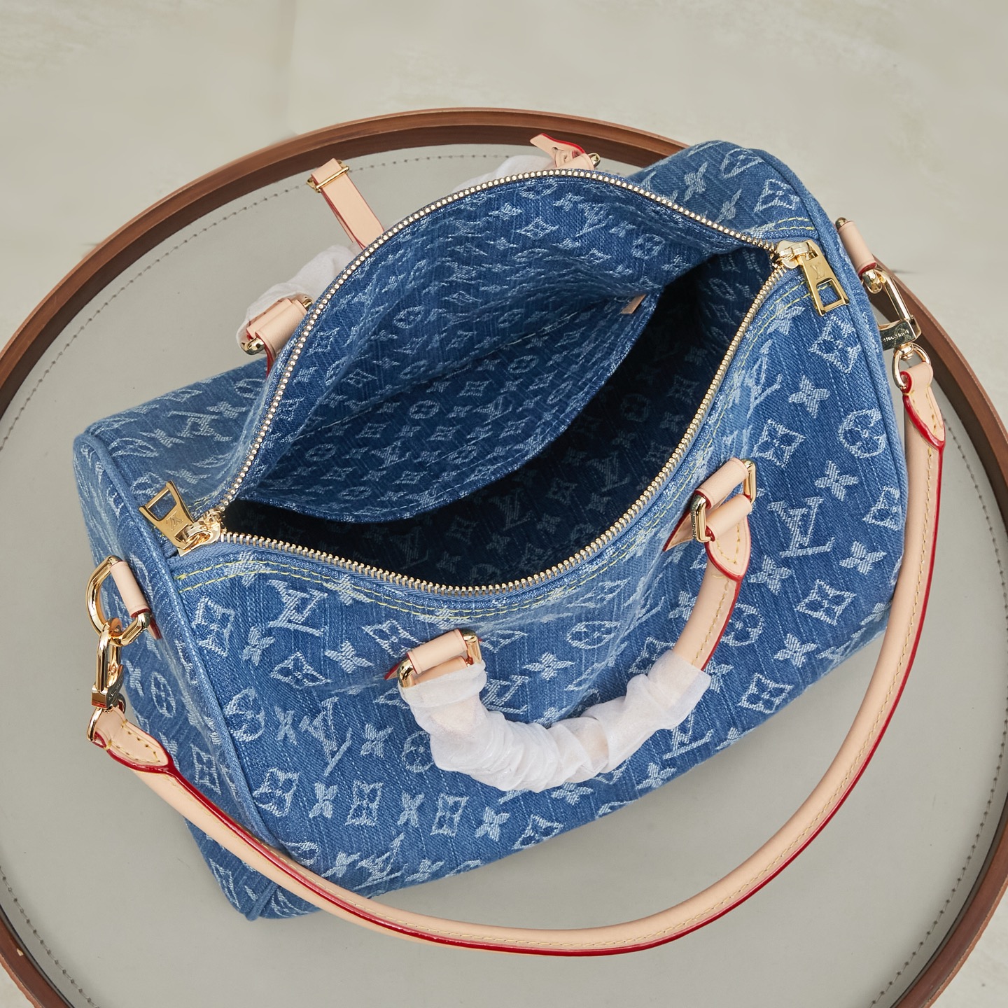 Louis Vuitton Speedy Bandouliere 30 Denim Handbag - Image 9