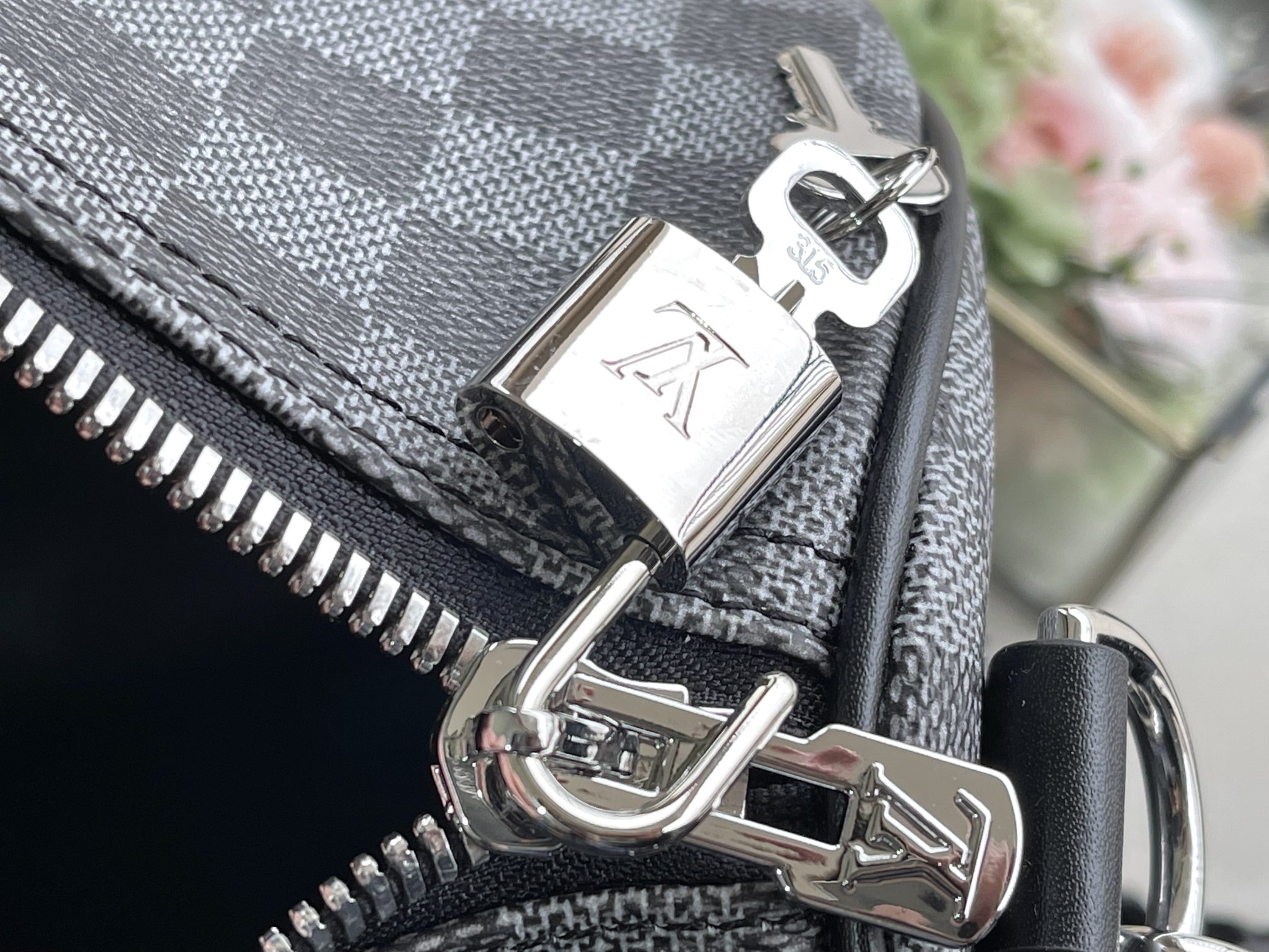 Louis Vuitton Keepall Travel Bag Damier Graphite Passport Stamp Print - Image 9