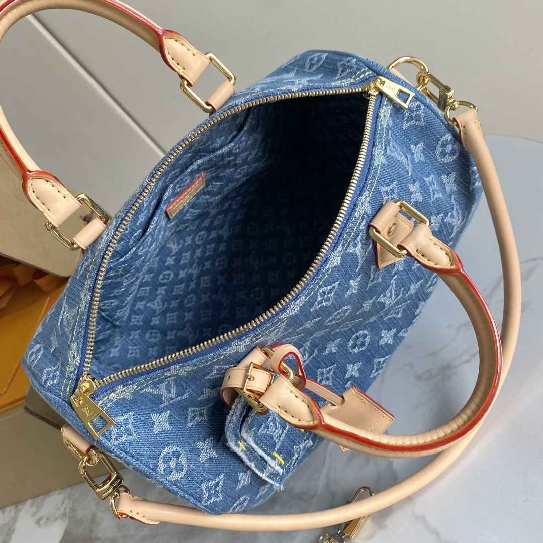 Louis Vuitton Speedy Soft 30 Denim Handbag - Image 9