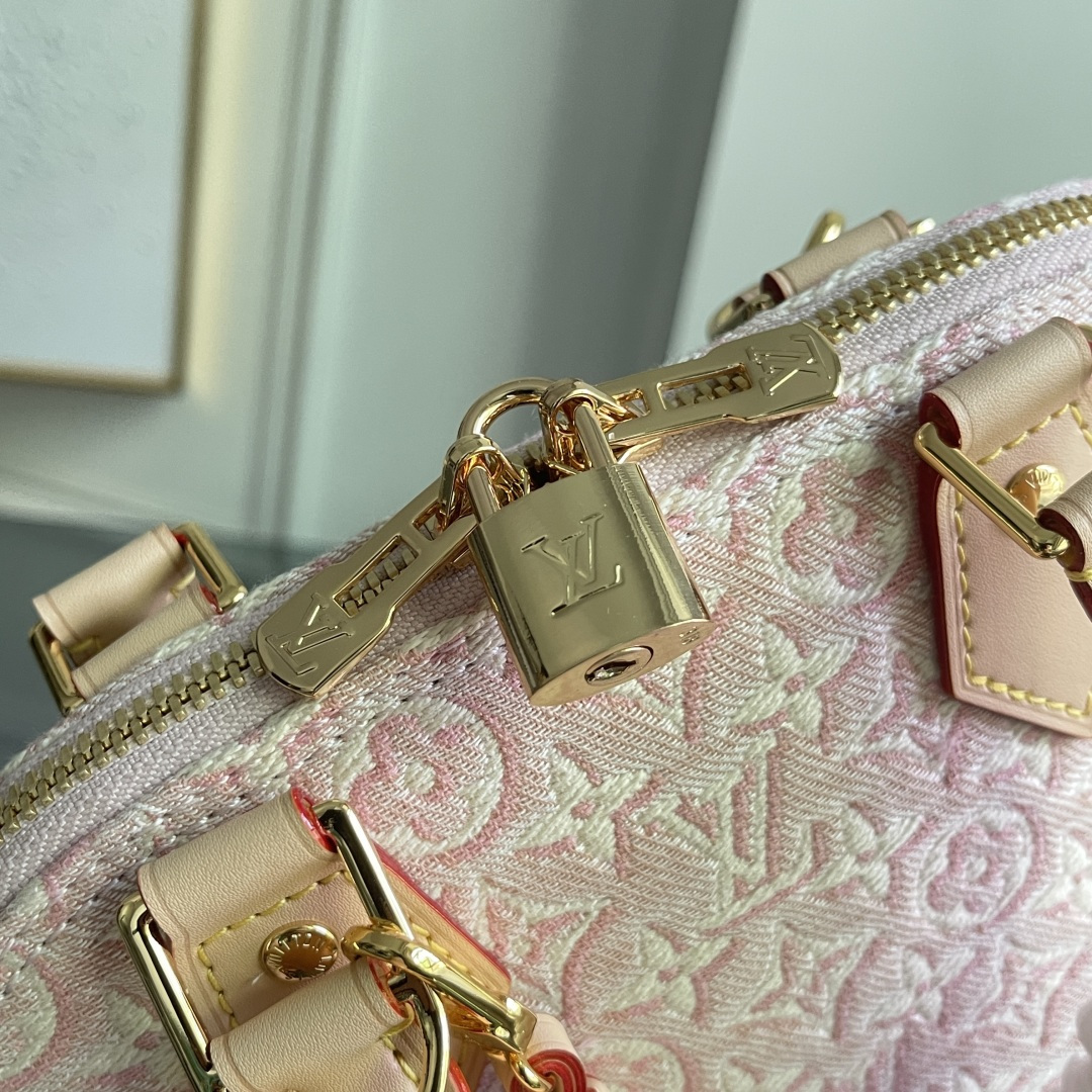 Louis Vuitton Alma BB Handbag in Pink Jacquard Denim - Image 9