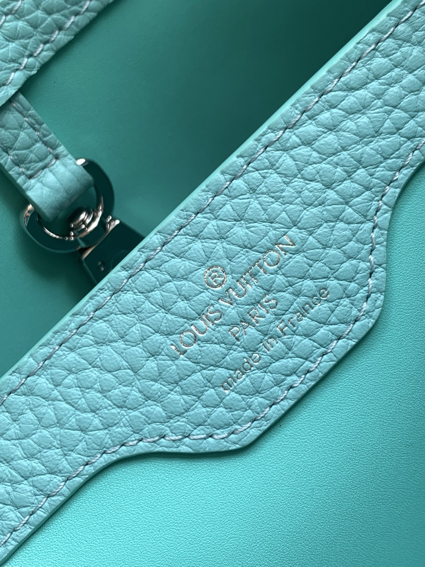 Louis Vuitton Capucines BB Handbag N85830 in Ice Blue and Silver - Image 9