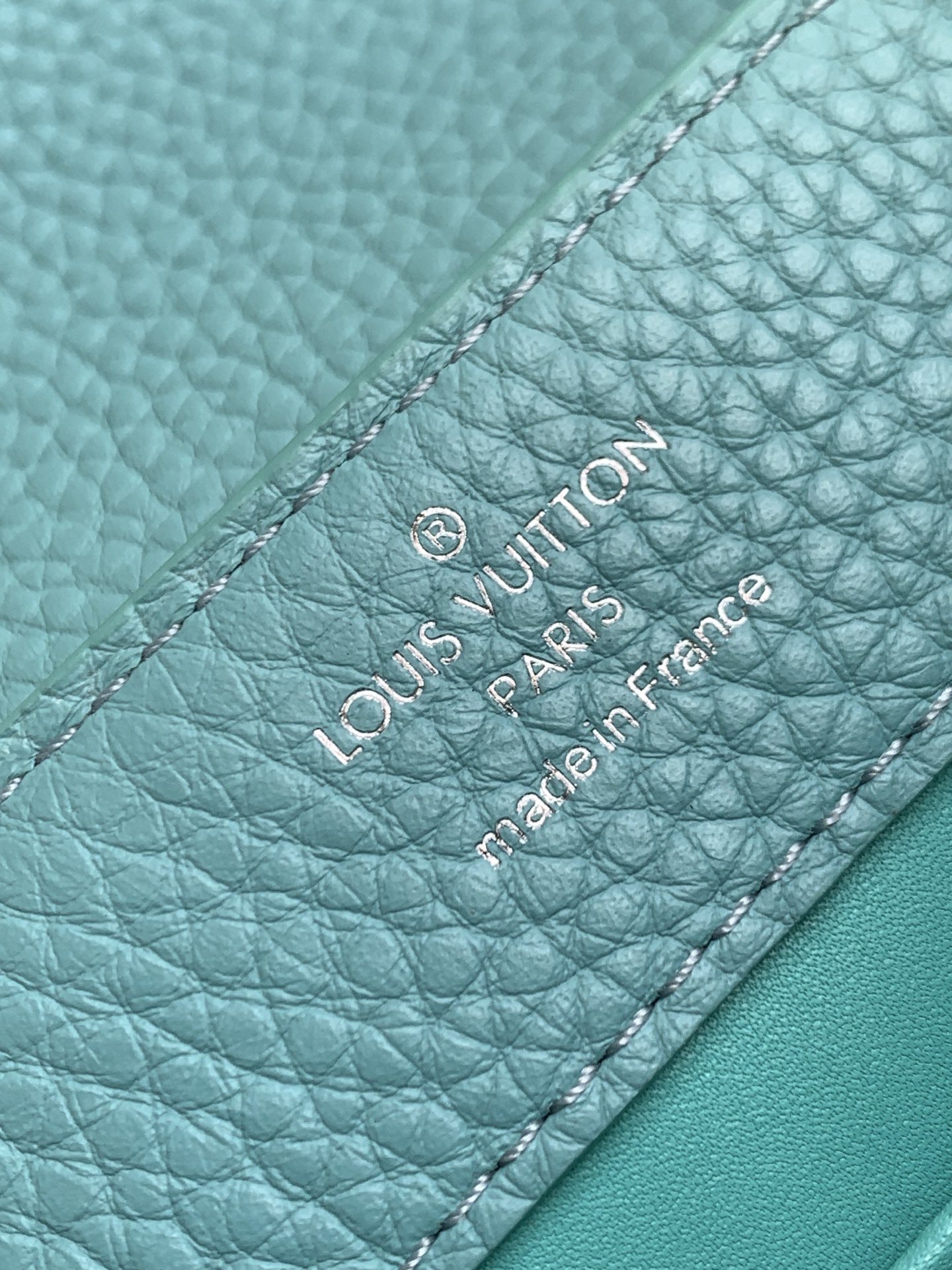 Louis Vuitton Capucines Mini Handbag N85829 in Ice Blue with Silver Hardware - Image 9