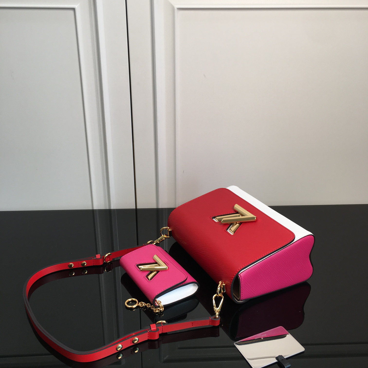 M55683 Red Two-Piece Twin Bag in Wave-Textured Leather - Image 9
