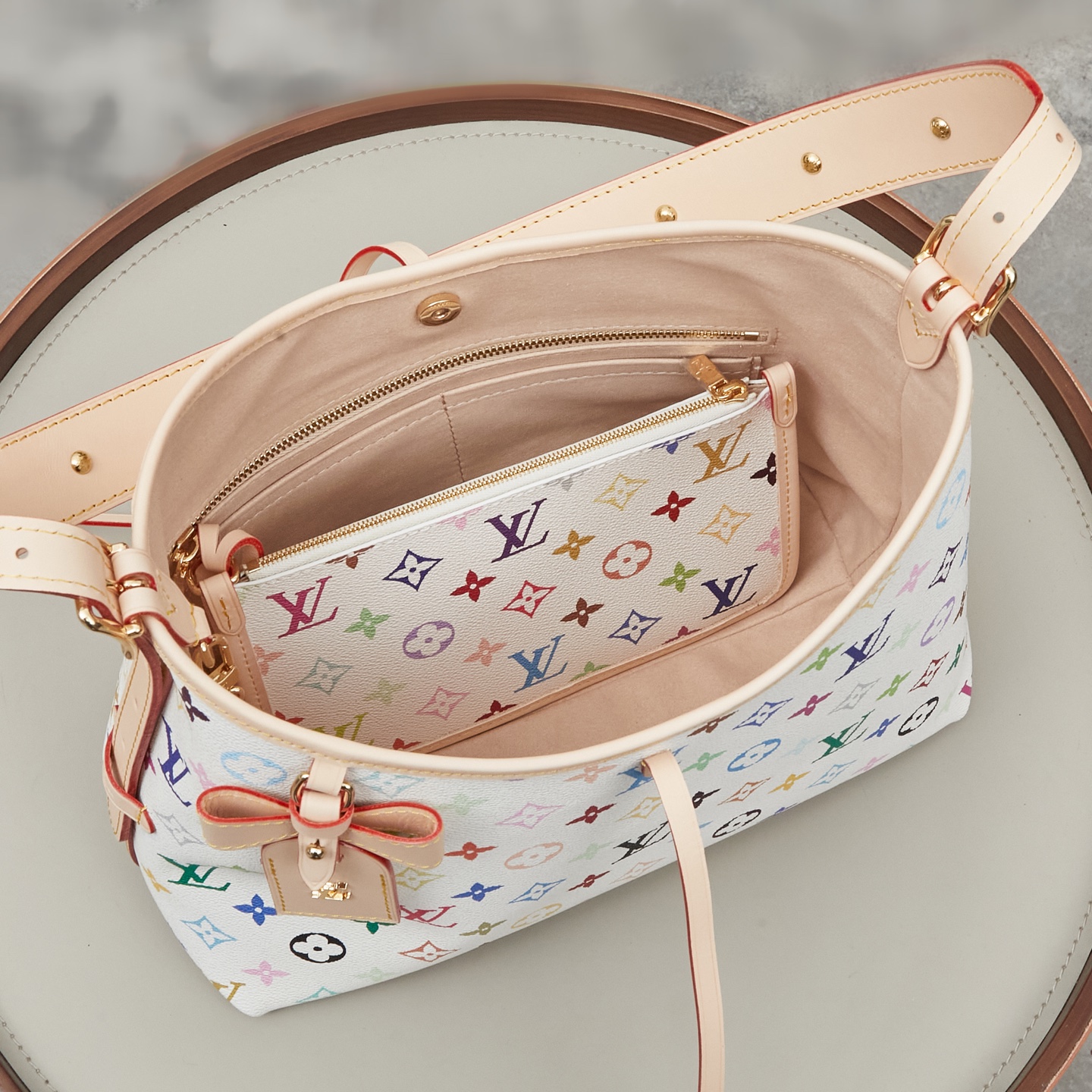 Louis Vuitton CarryAll HL Small Crossbody Bag in White Multicolor Monogram Canvas - Image 9