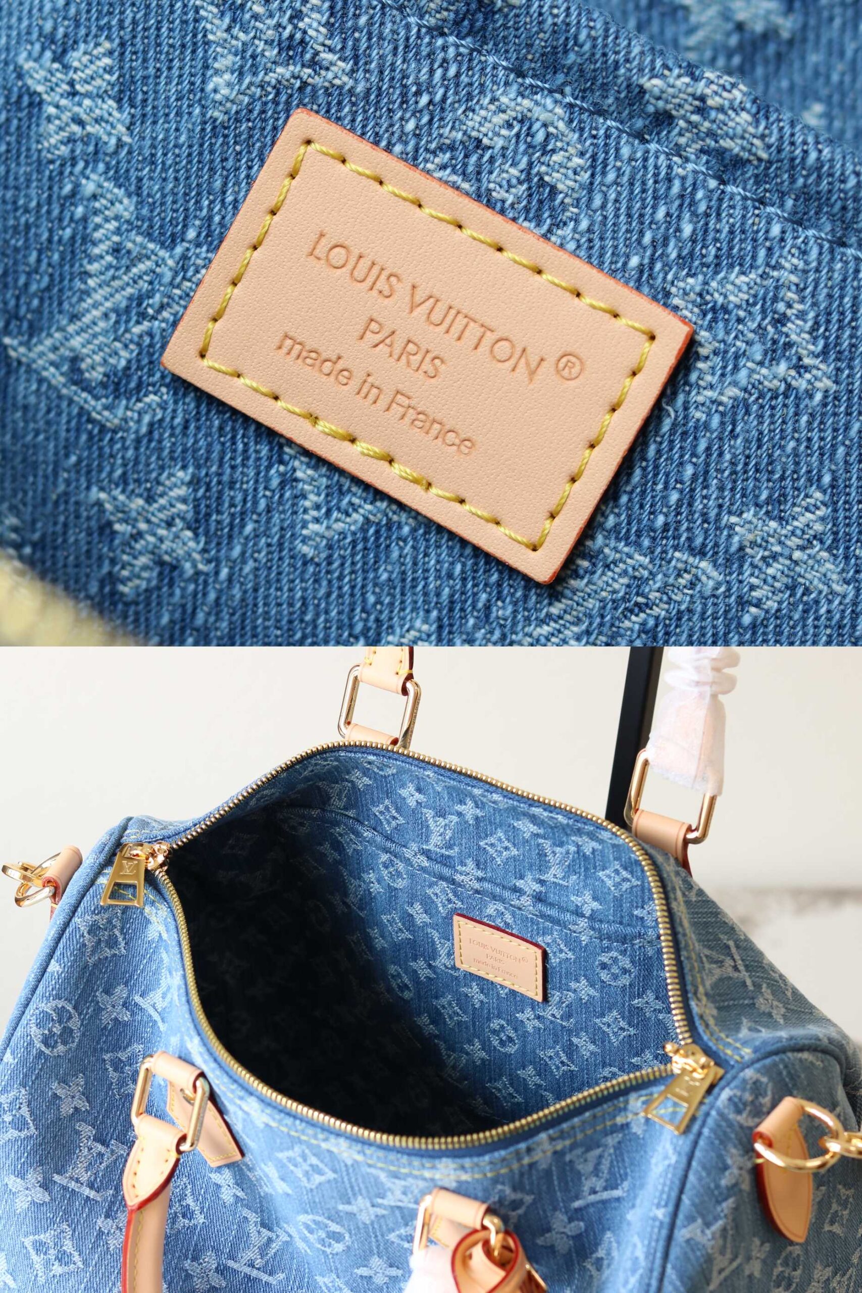 Louis Vuitton Speedy Bandouliere 30 Denim Handbag - Image 9