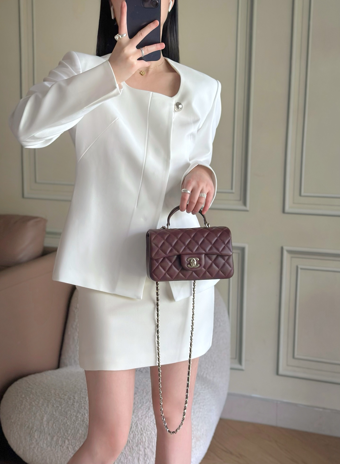 Chanel 21K Mini Classic Flap Top Handle Bag AS2431 - Image 9