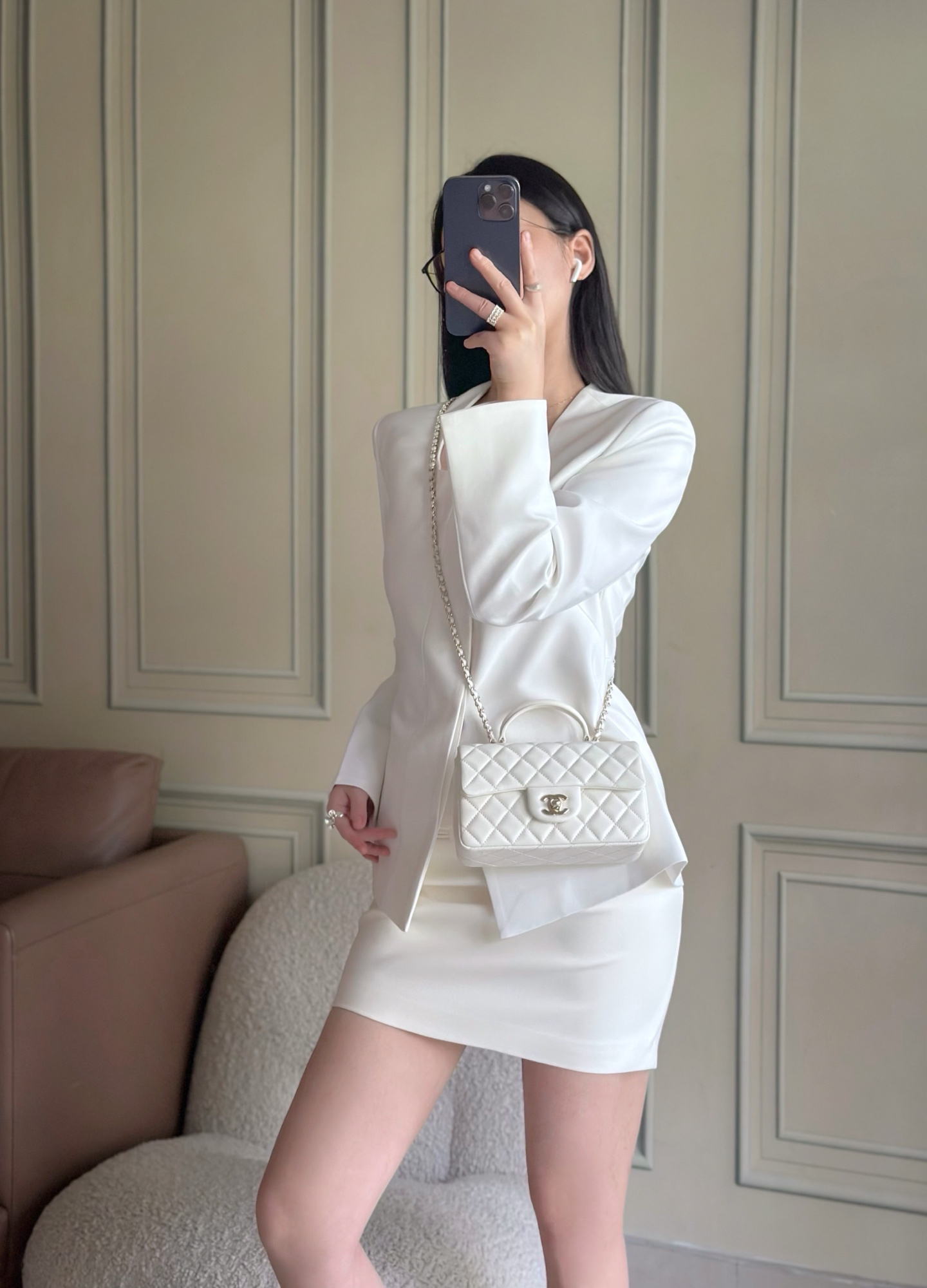 Chanel 21K Mini Classic Flap Top Handle Bag AS2431 - Image 9