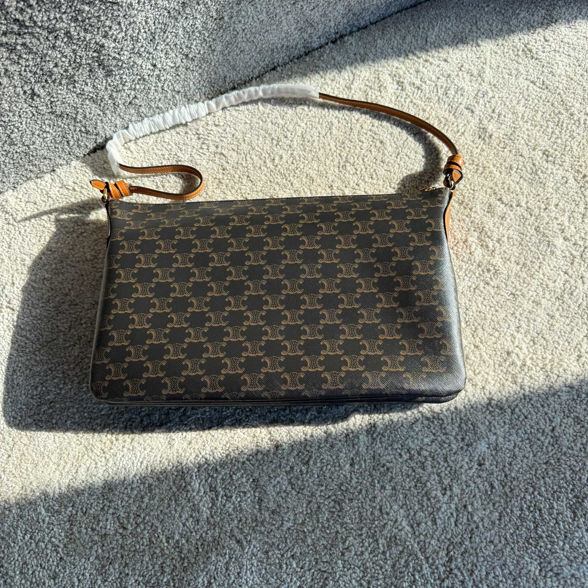 Celine Logo-Print Double-Zip Shoulder Bag - Image 9