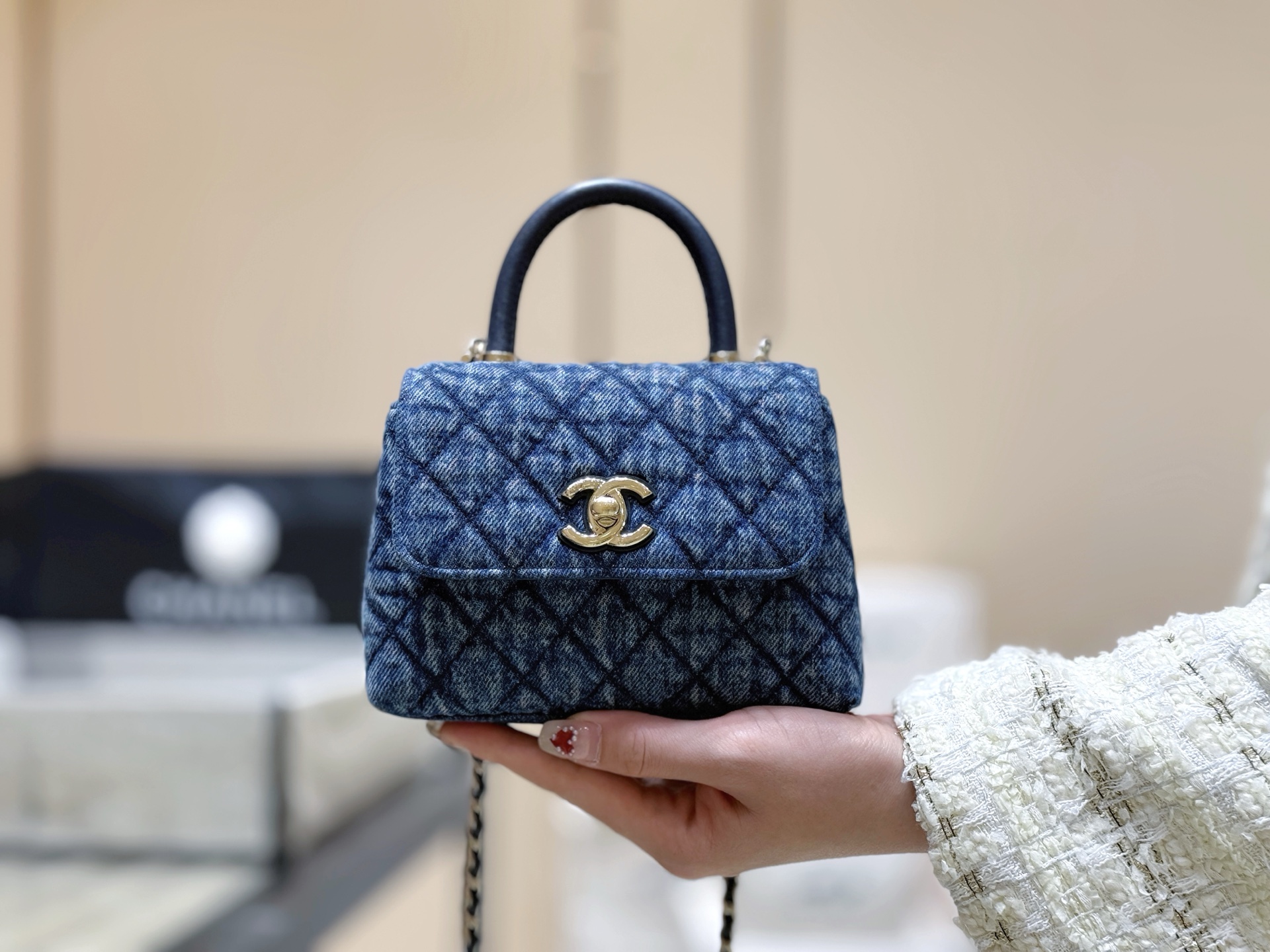 Chanel 26P Mini Coco Handle Denim Bag - Image 9