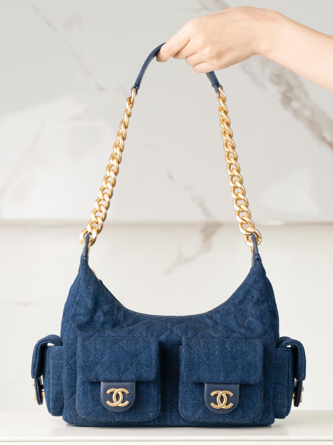 Chanel 25C Denim Hobo Shoulder Bag - Image 9