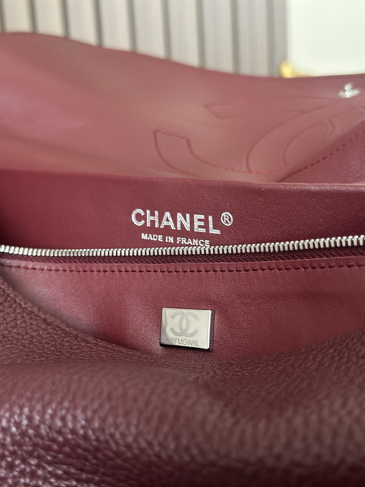 Chanel Wine-Red Maxi Flap Bag with Silver Clasp - Image 9