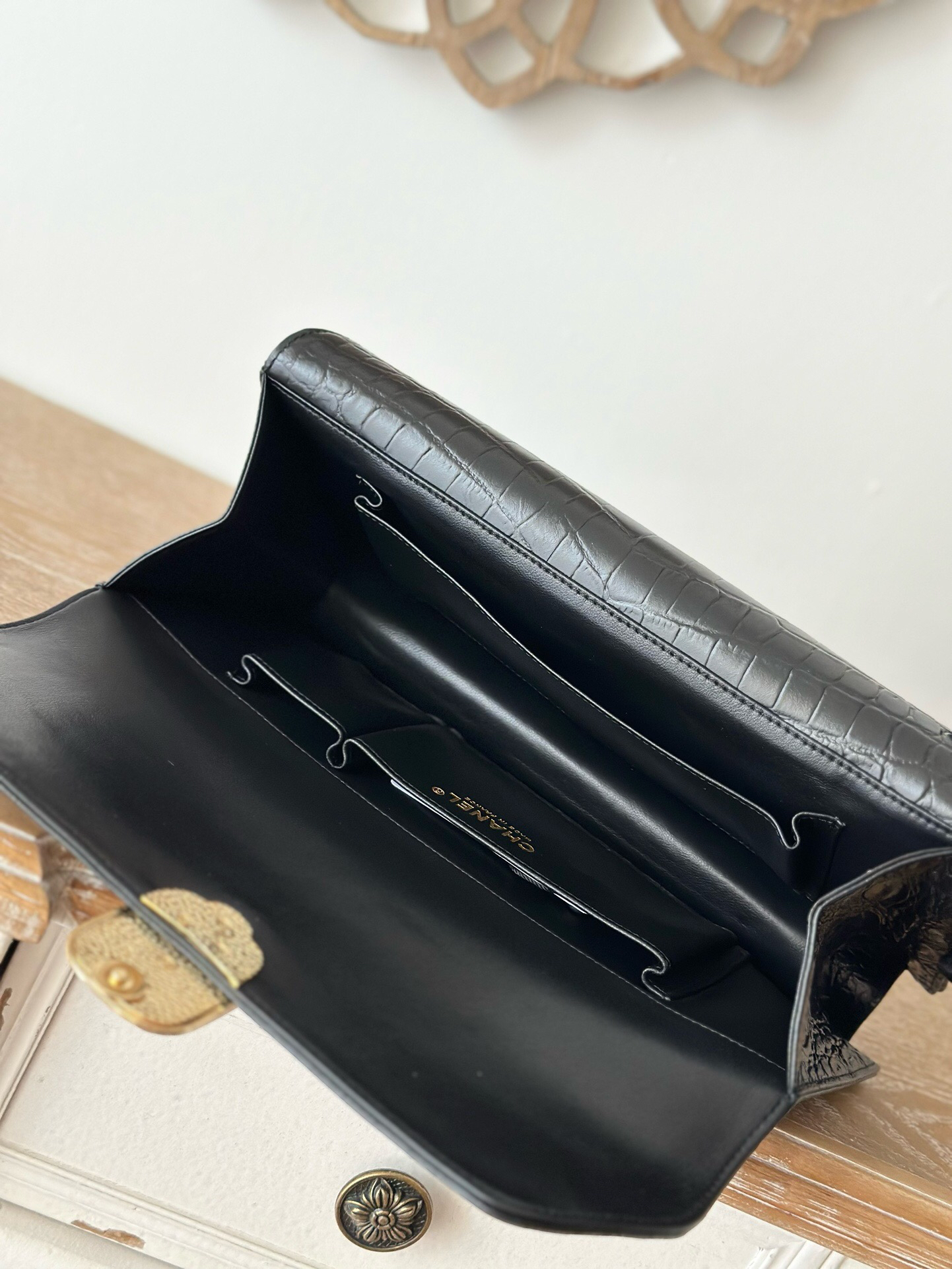 Chanel Vintage Black Caviar Leather Clutch Evening Bag - Image 9