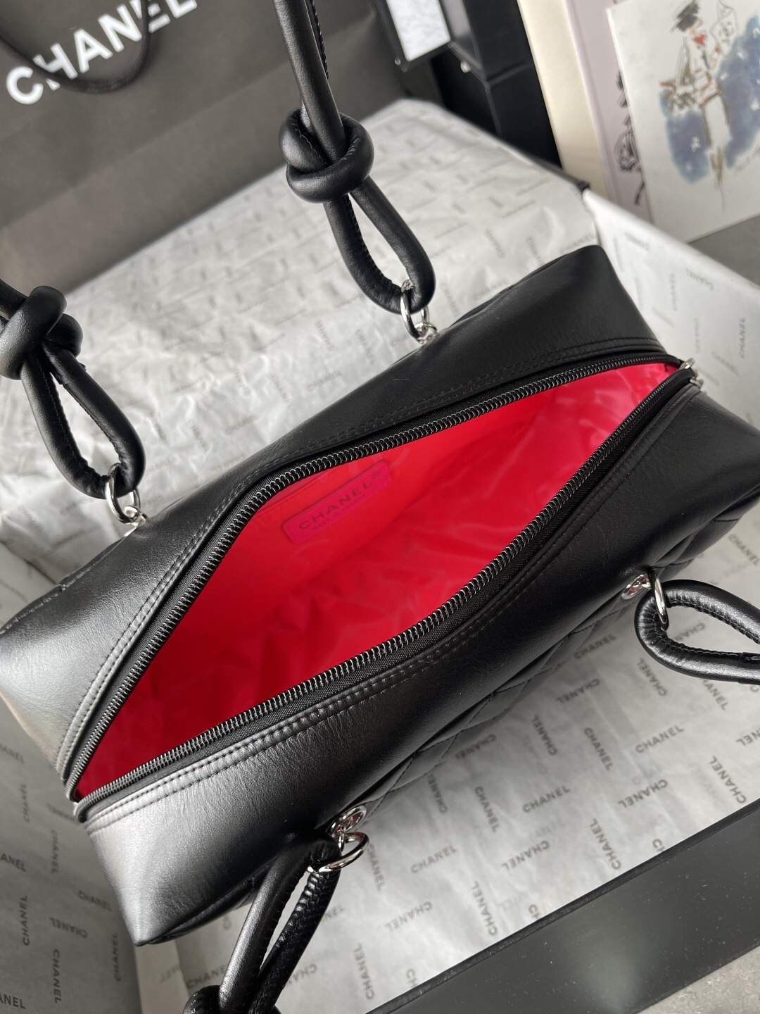 Chanel Black and White Panda Bowling Bag - Image 9