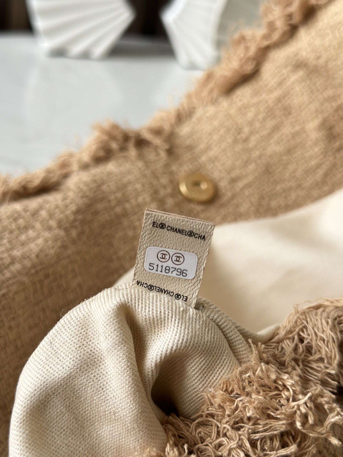 Vintage Linen and Straw Fringe Tote Bag - Image 9