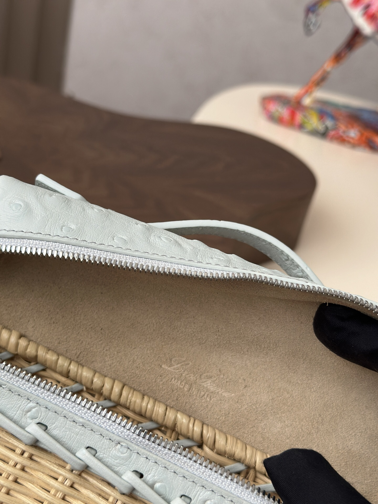 ExtraPocket Woven Bamboo and Leather Handbag - Image 9