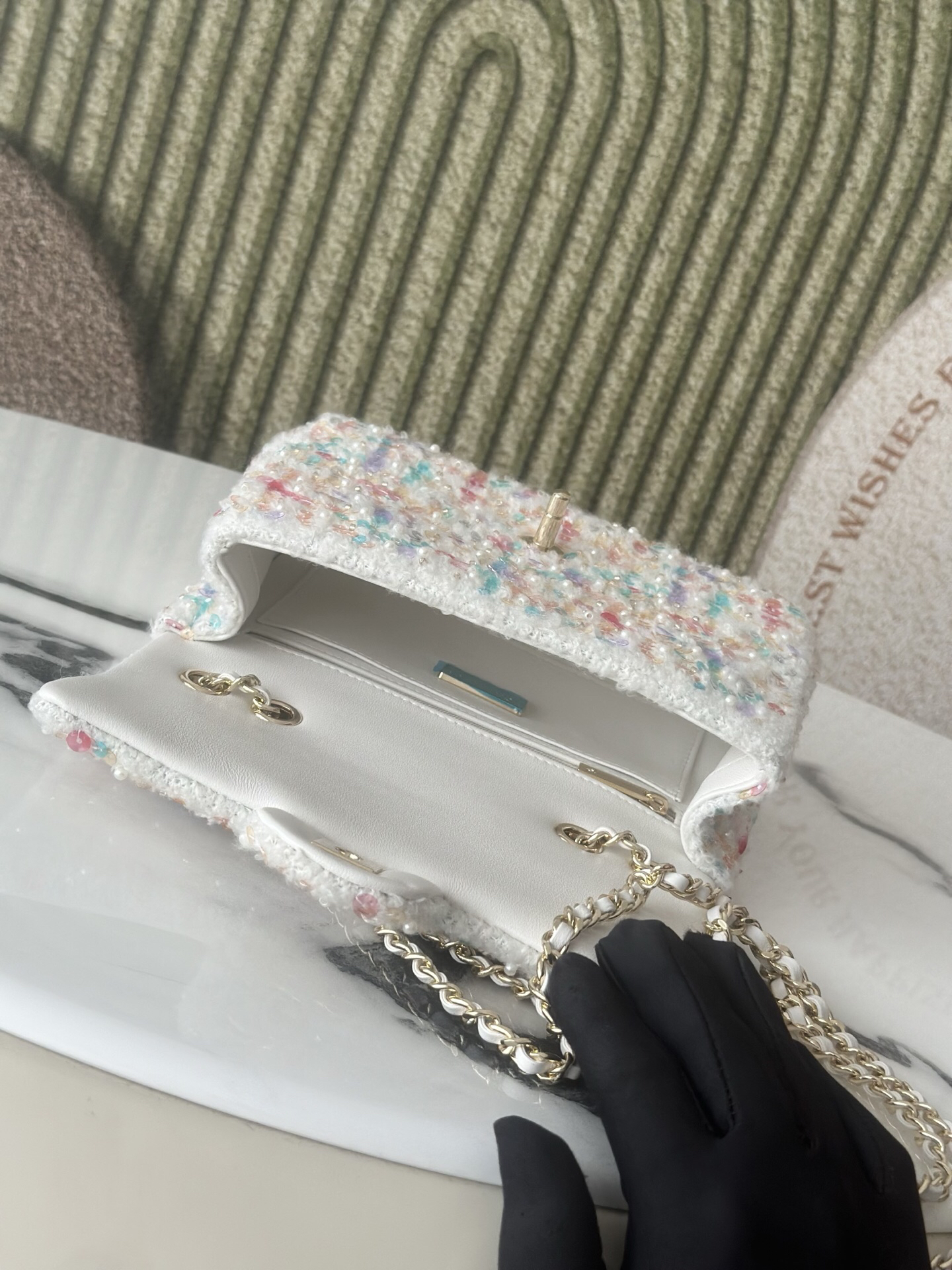 Chanel 26C Multicolor Tube Bead Sequin CF Crossbody Bag - Image 9