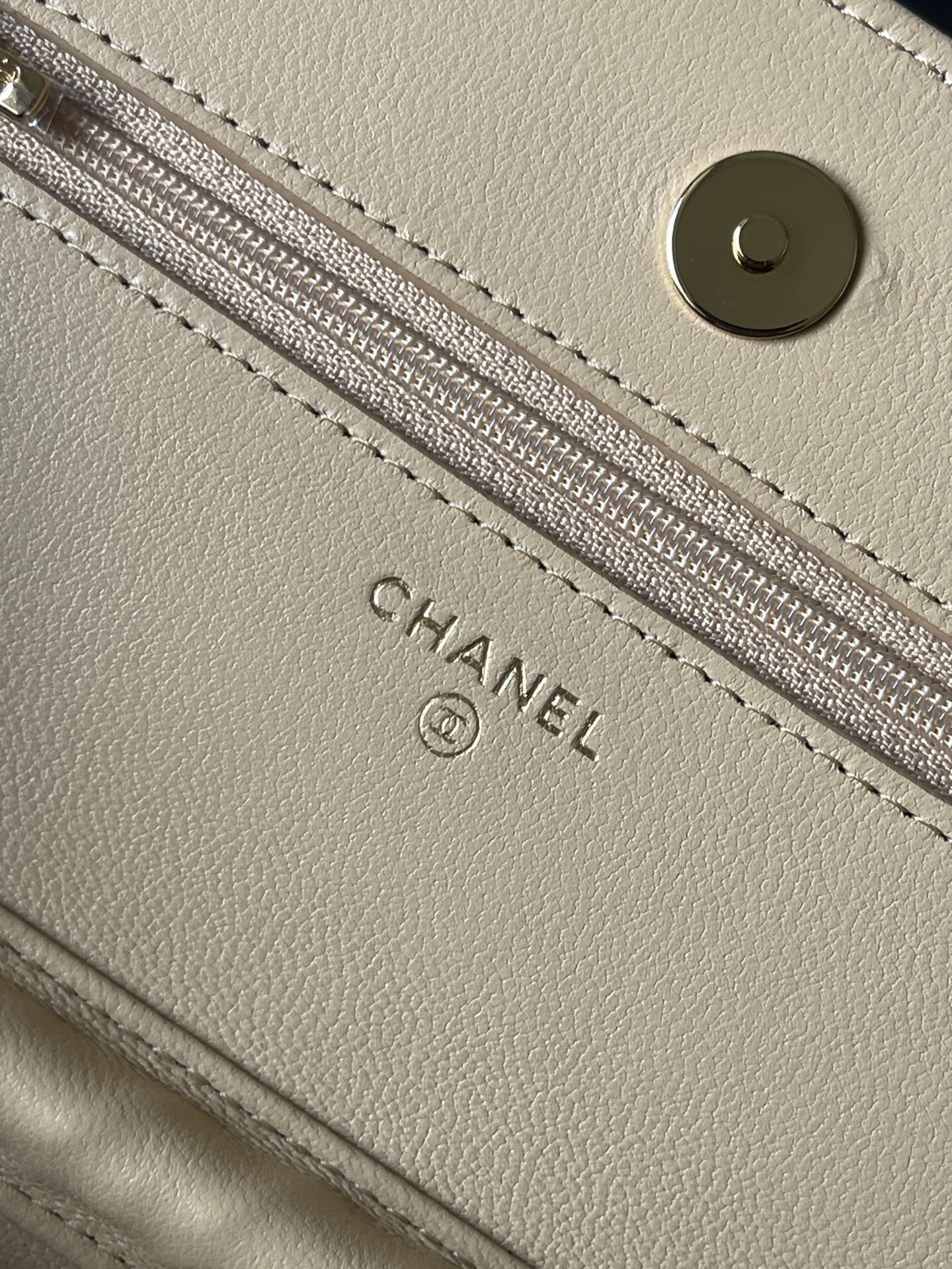 Chanel Classic Flap WOC Lambskin Chain Crossbody Bag - Image 9