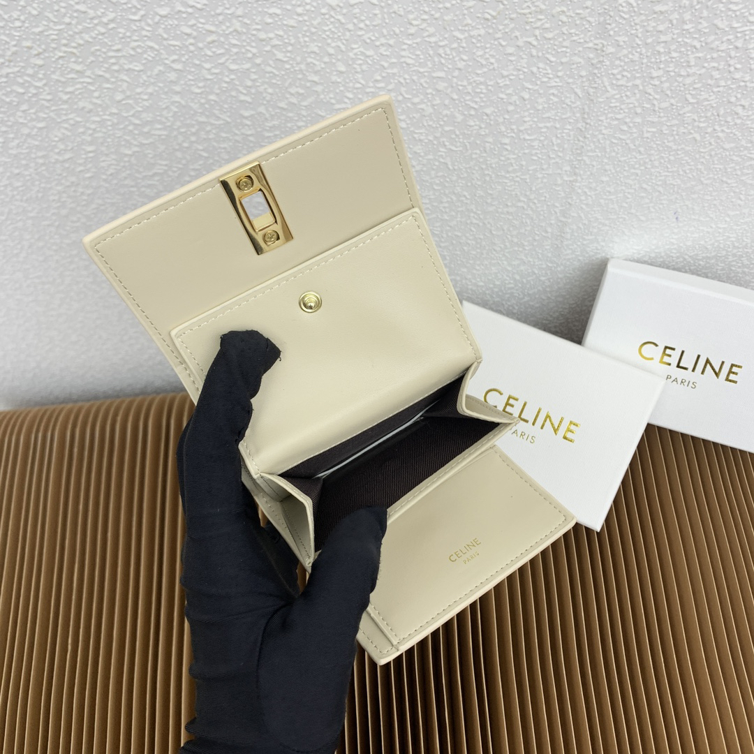 Celine Triomphe 16 Small Leather Trifold Wallet - Image 9