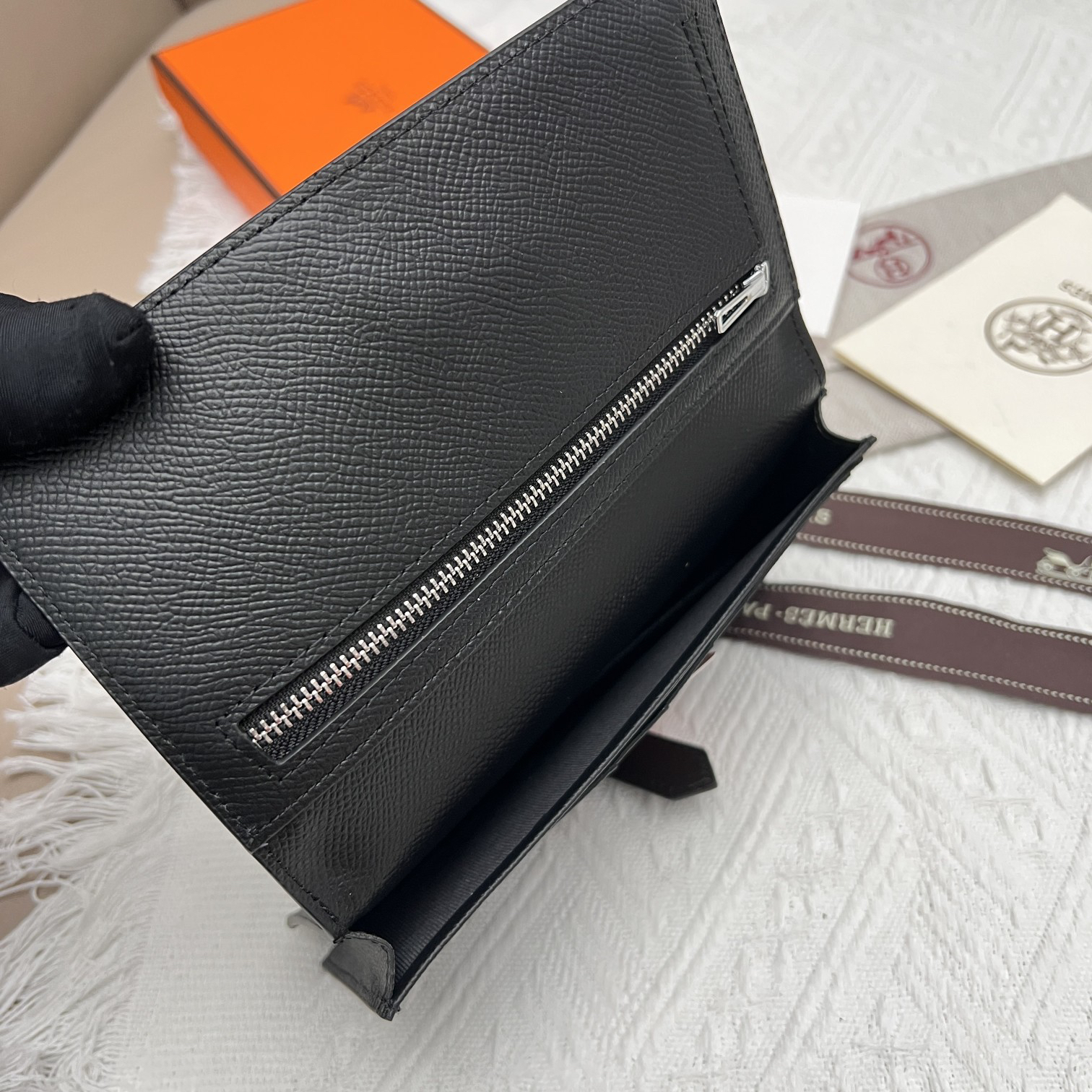 Hermes Leather Zip Wallet - Image 9