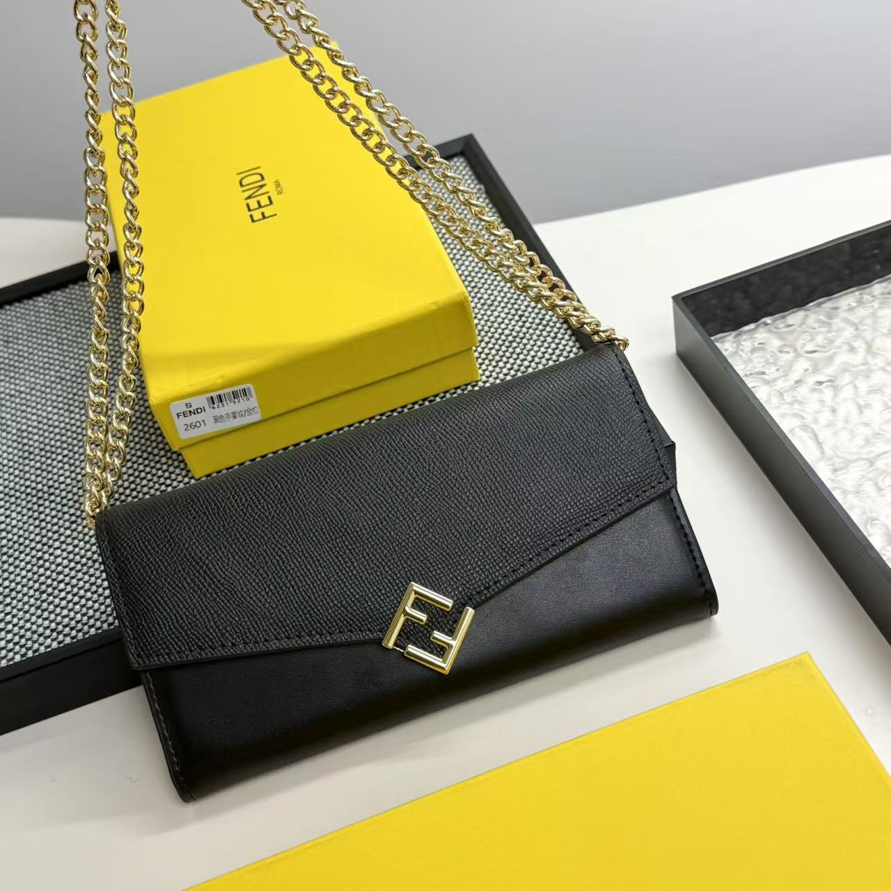Fendi FF Diamonds Leather Shoulder Crossbody Wallet - Image 9