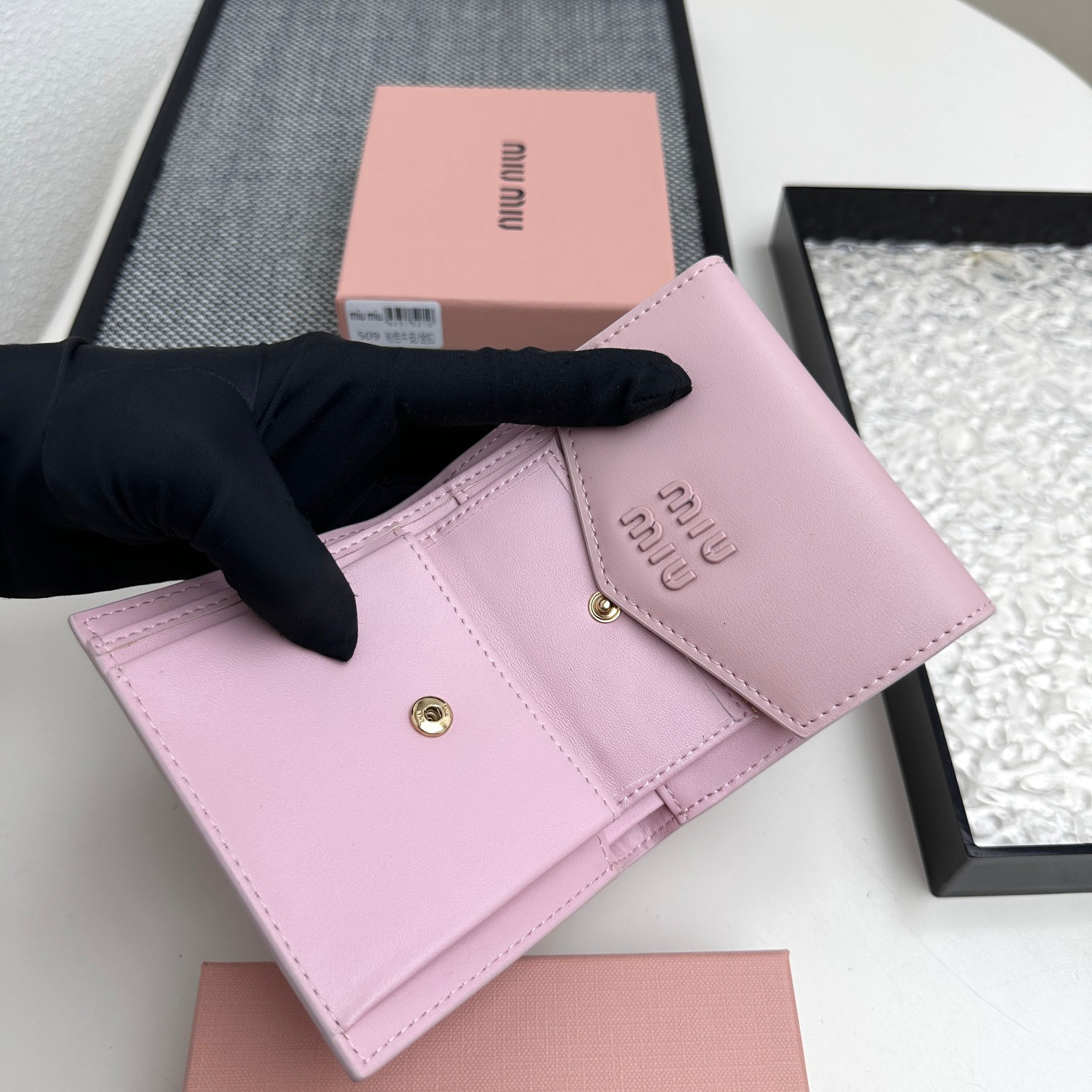 Miu Miu Tri-Fold Lambskin Wallet - Image 9
