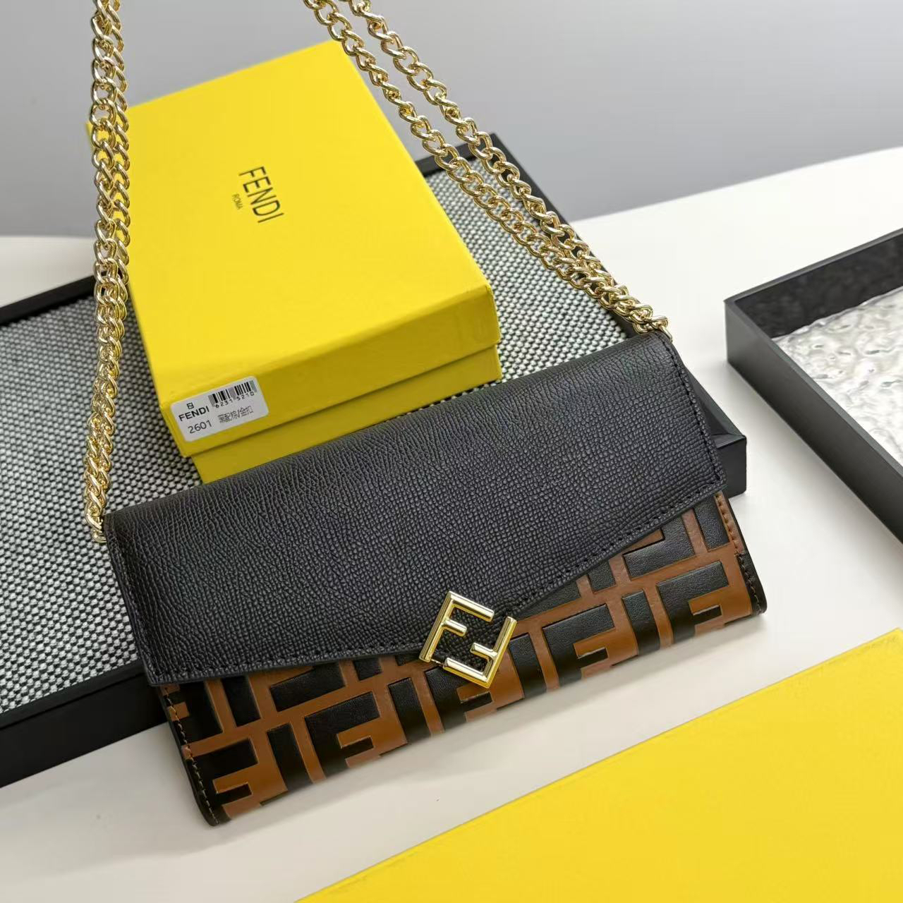 Fendi FF Diamonds Calfskin Crossbody Wallet - Image 9