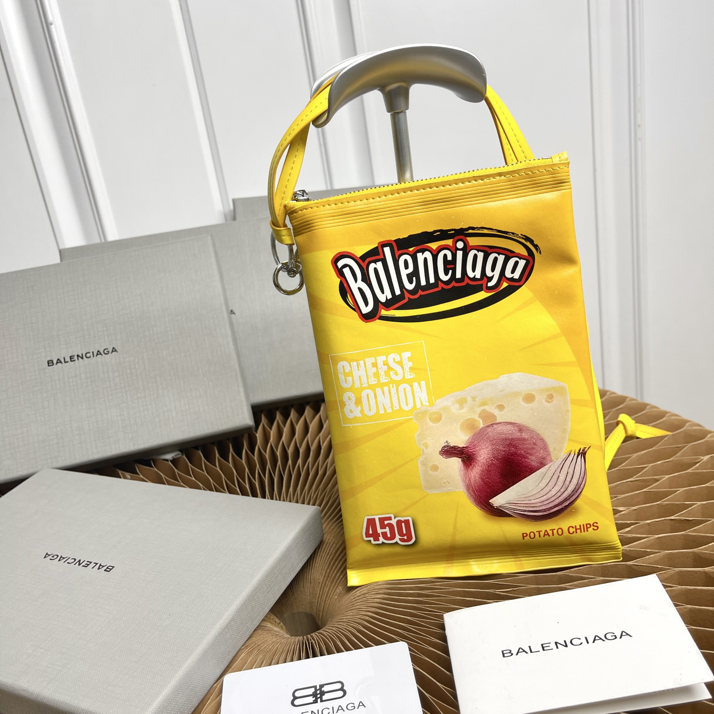 Balenciaga Chips Leather Phone Pouch - Image 9