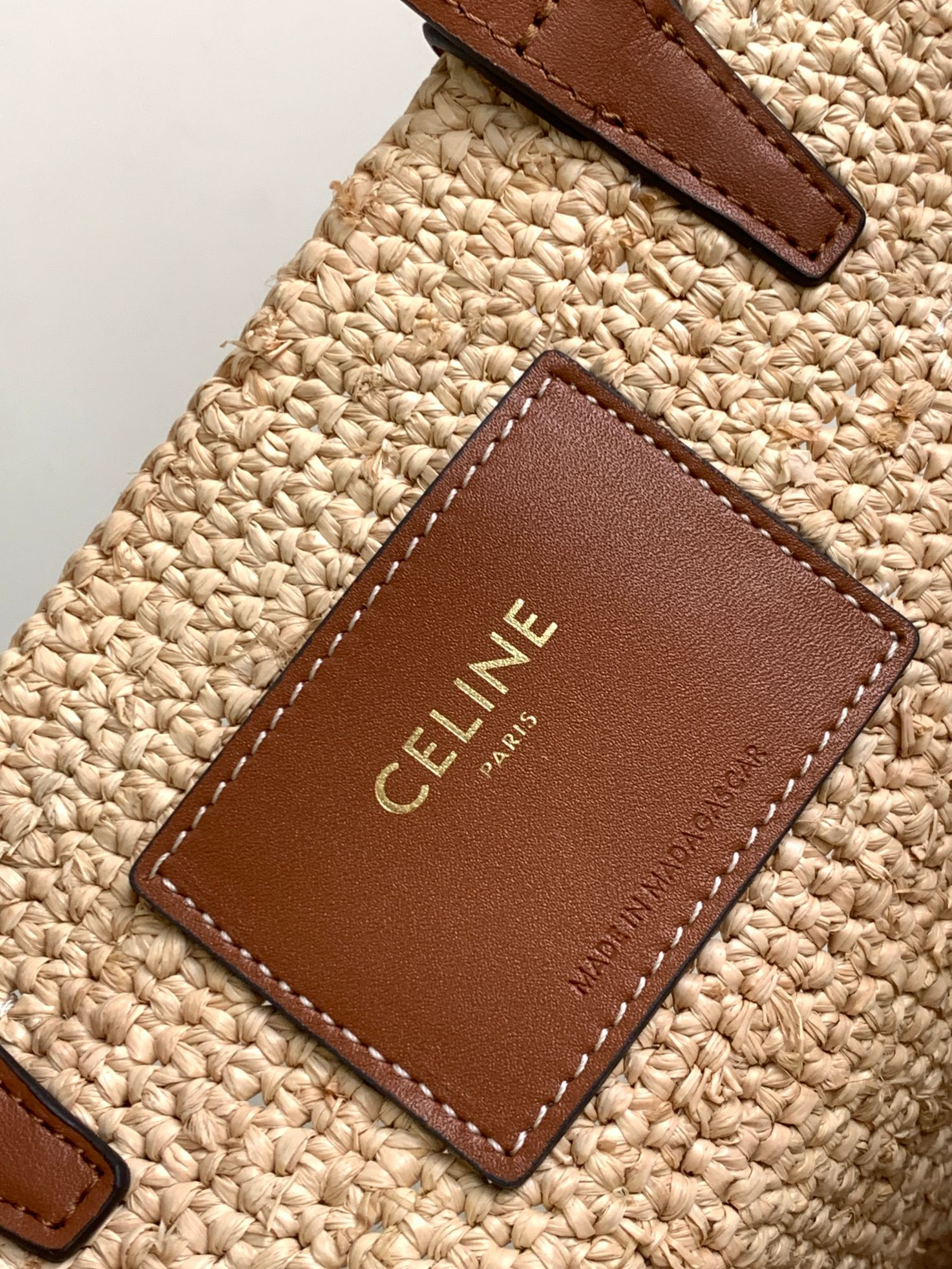 CELINE Teen Woven Plant-Fiber and Calfskin Basket Tote Bag - Image 9
