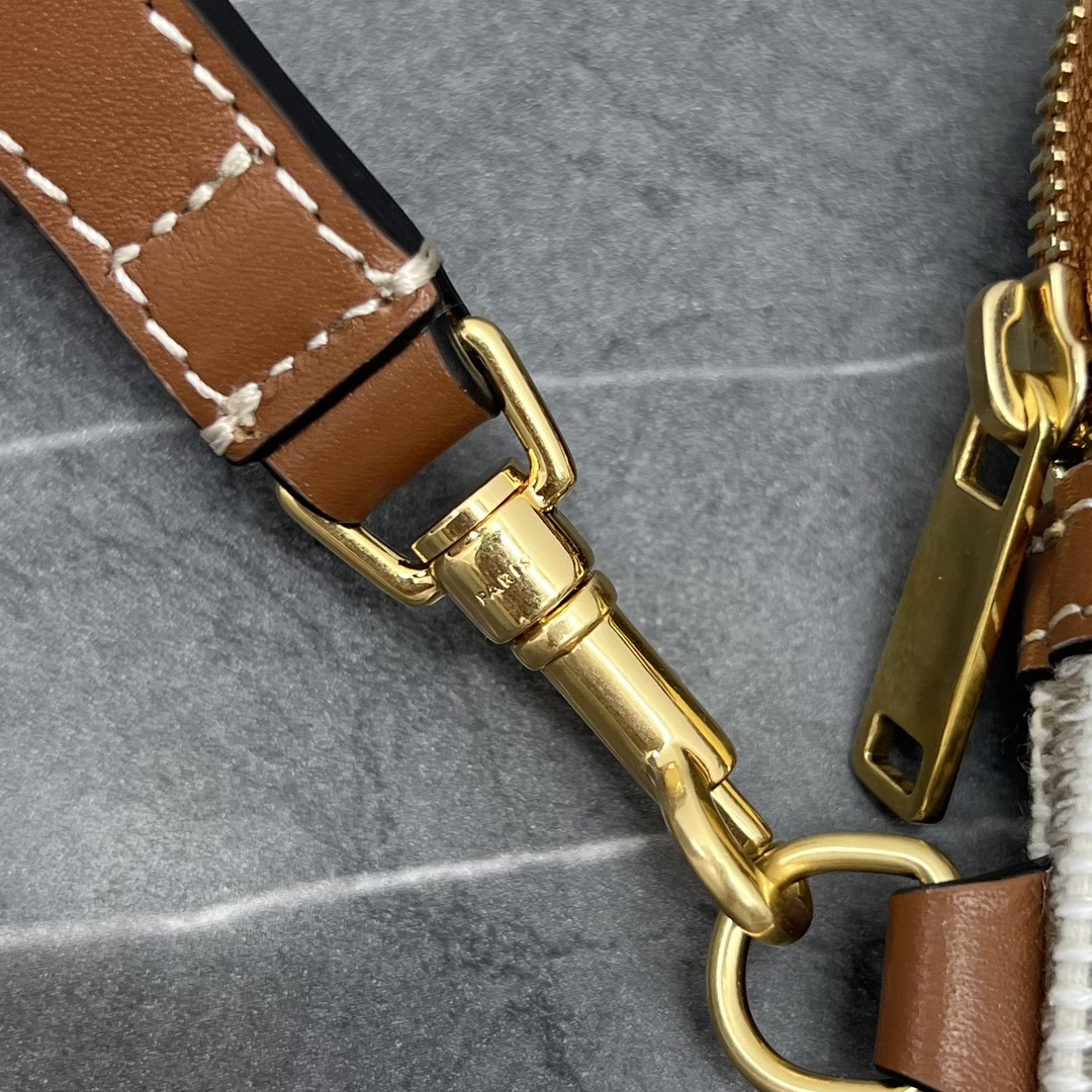 Celine Striped Fabric Handbag - Image 9