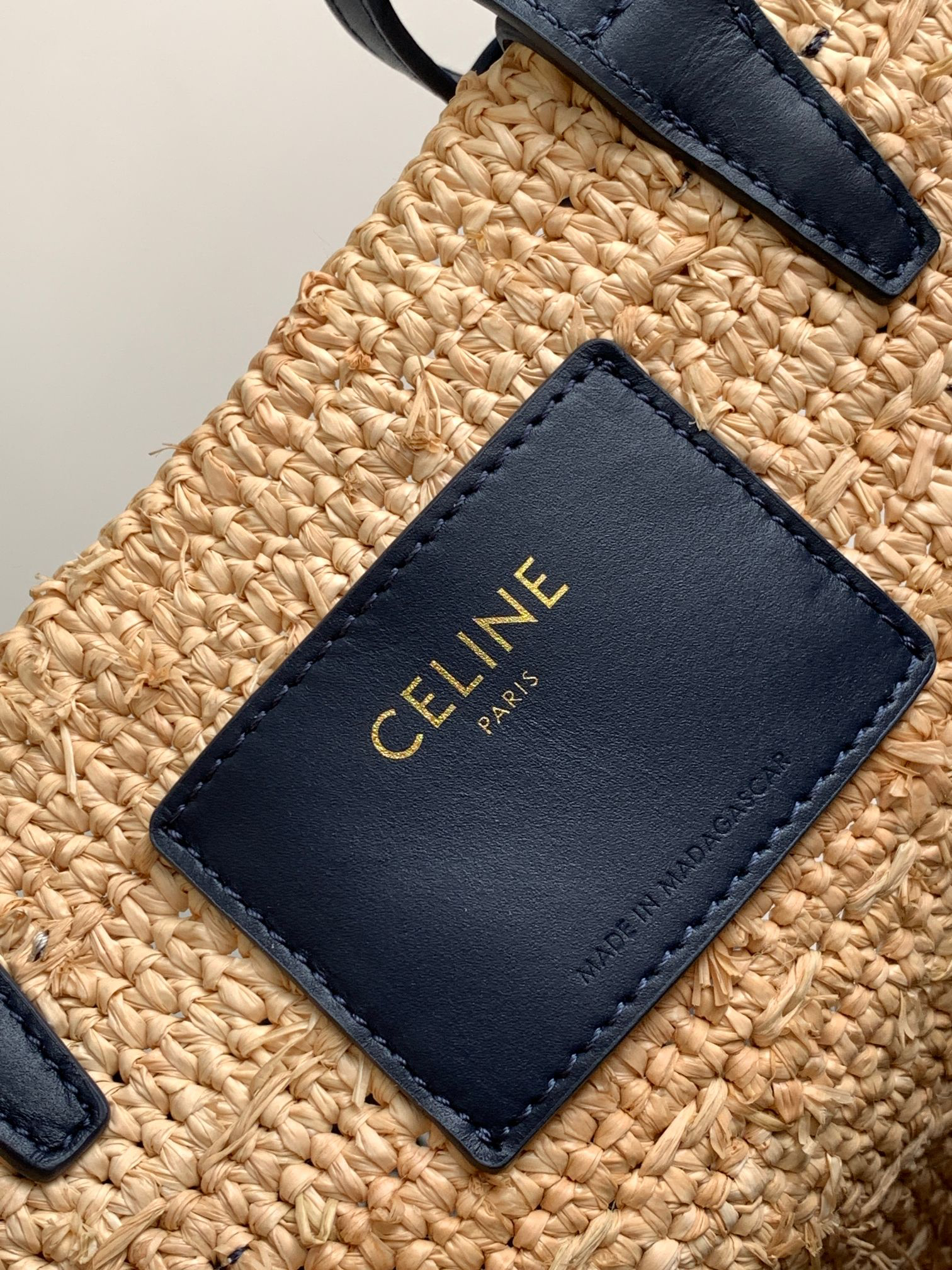 CELINE Teen Woven Plant-Fiber and Soft Calfskin Classic Basket Bag - Image 9