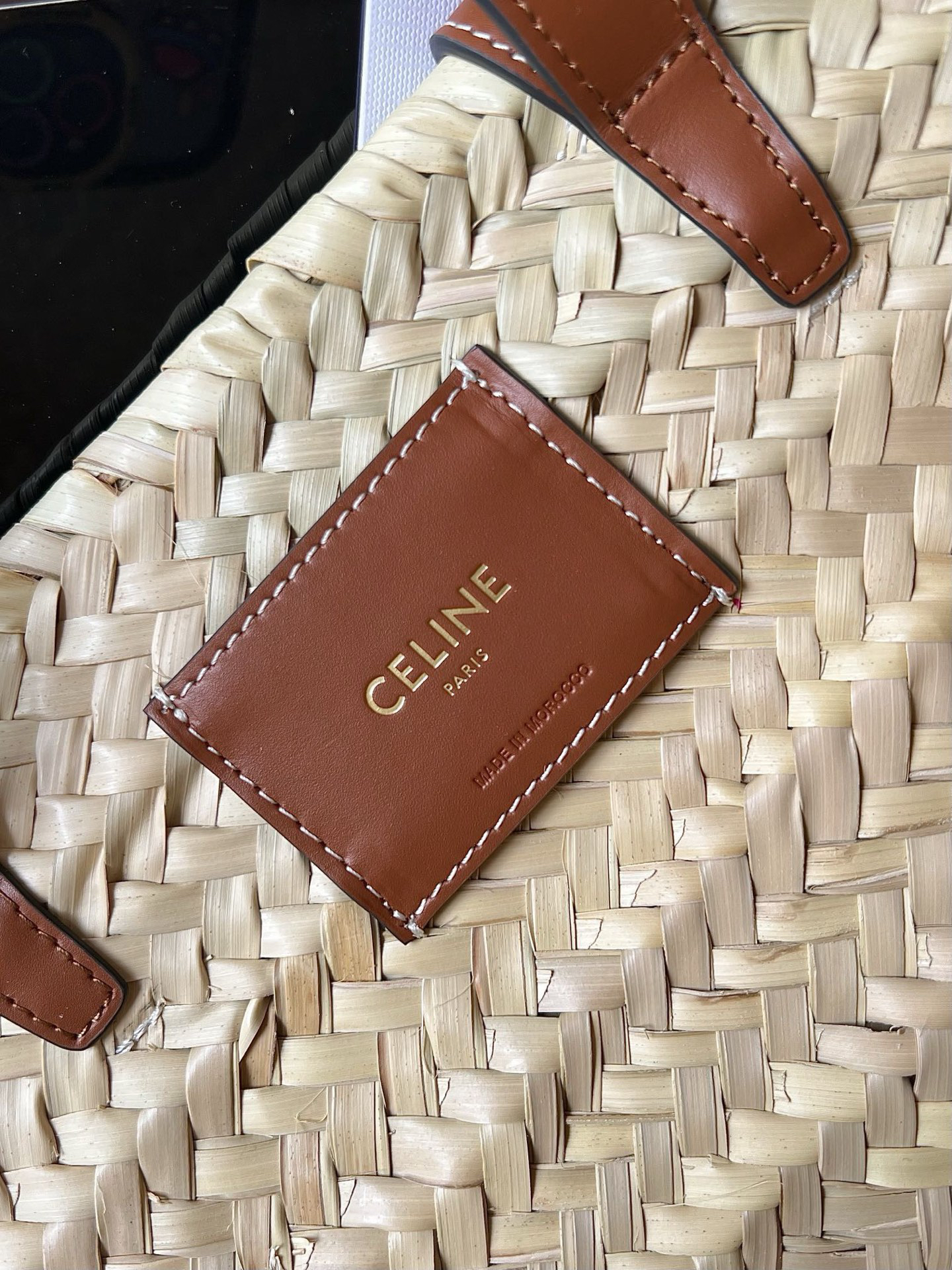 Celine Triomphe Raffia Basket Tote Bag - Image 9