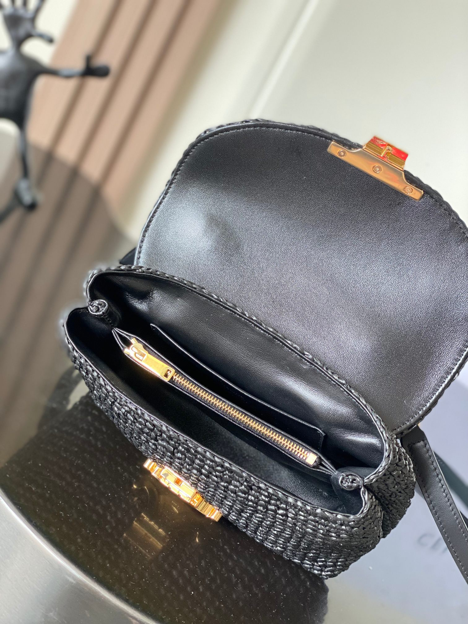 Celine Teen Nino Woven Black Top Handle Bag - Image 9