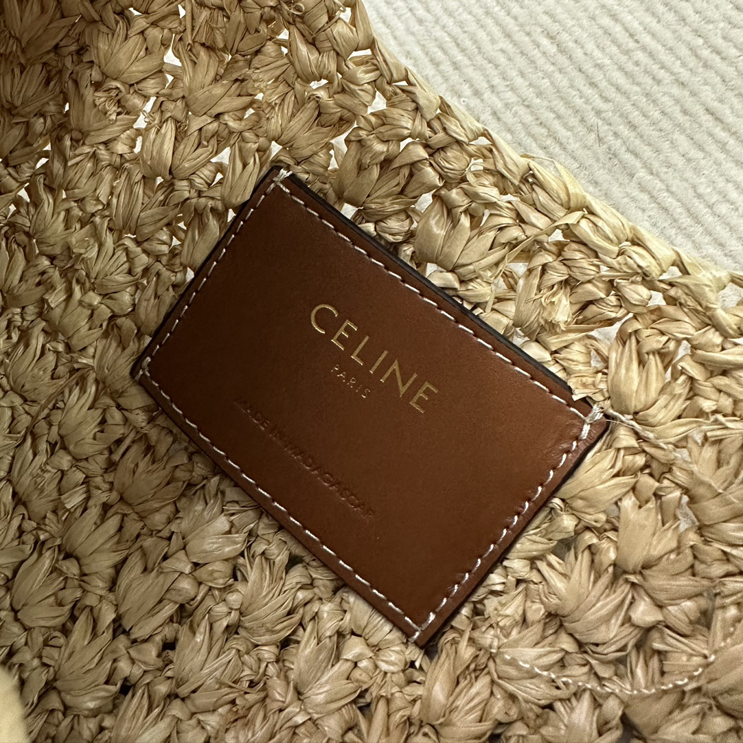Celine Classic Nier Handwoven Plant Fiber and Leather Hobo Bag - Image 9