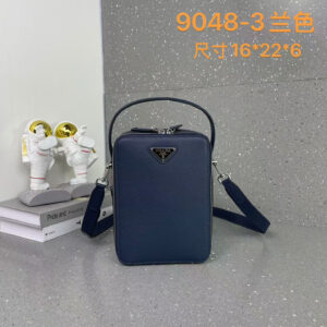 Prada Men’s Casual Shoulder Bag, Black and Blue, Model 9048-3