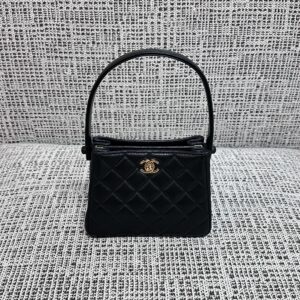 Chanel Vintage Black Leather Double Star Handbag